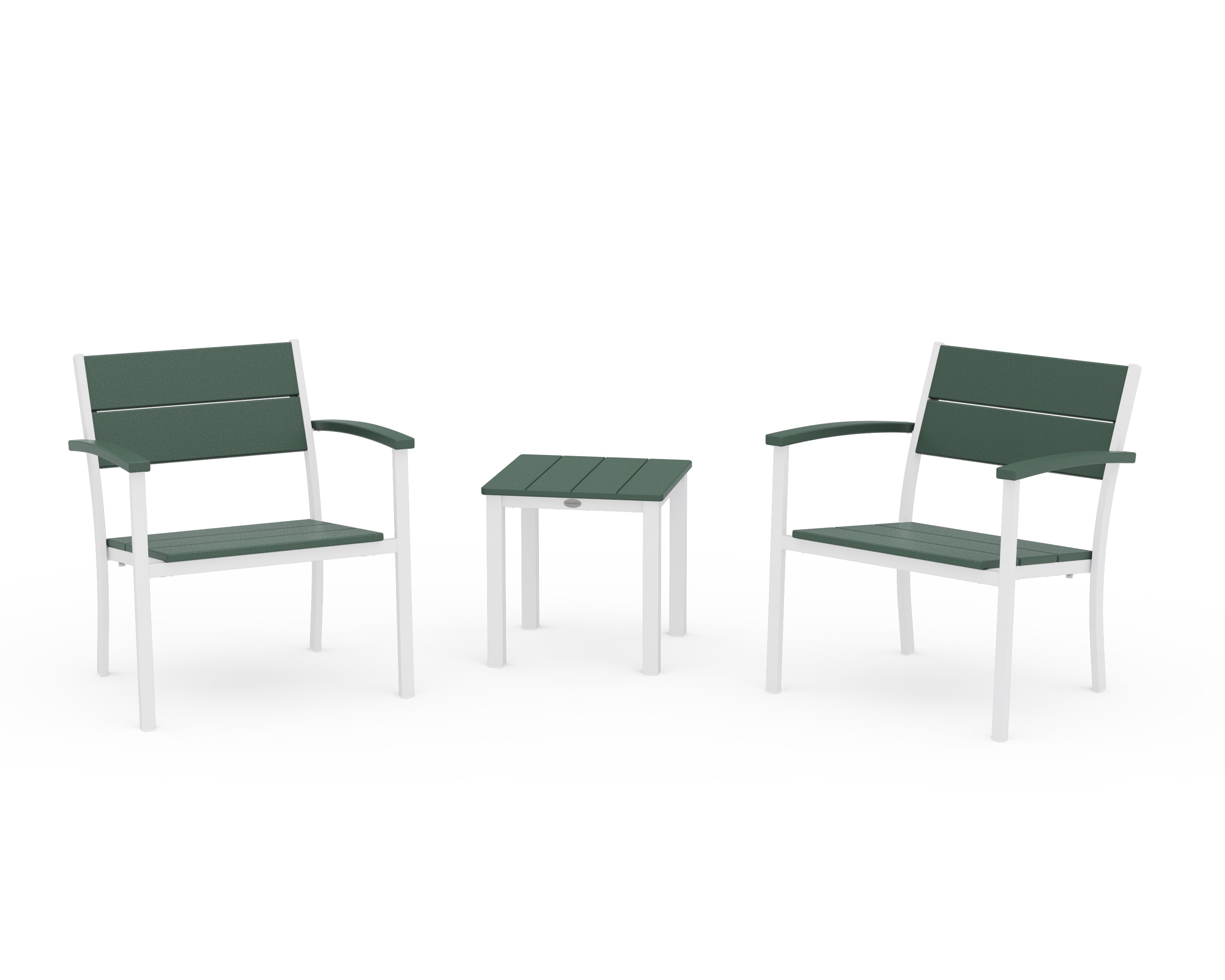 POLYWOOD Main Street 3-Piece Lounge Chair Set in White / Green