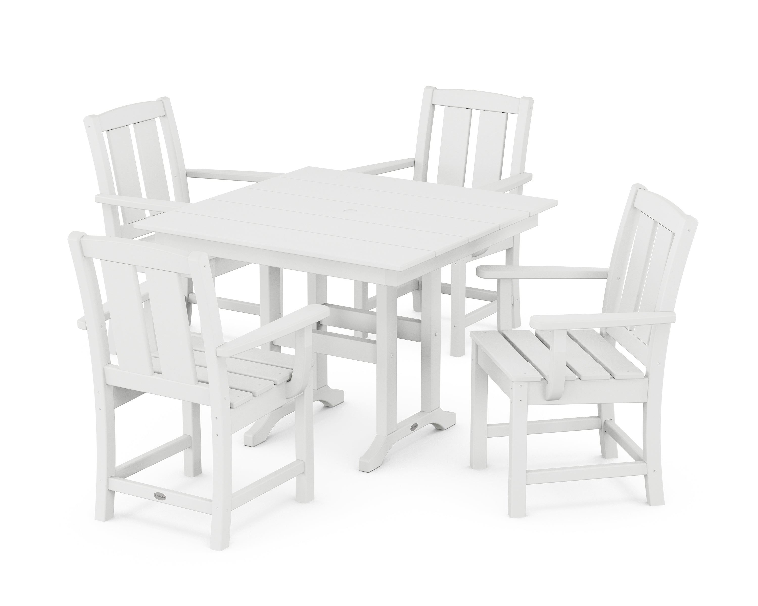 POLYWOOD® Mission 5-Piece Farmhouse Dining Set in White