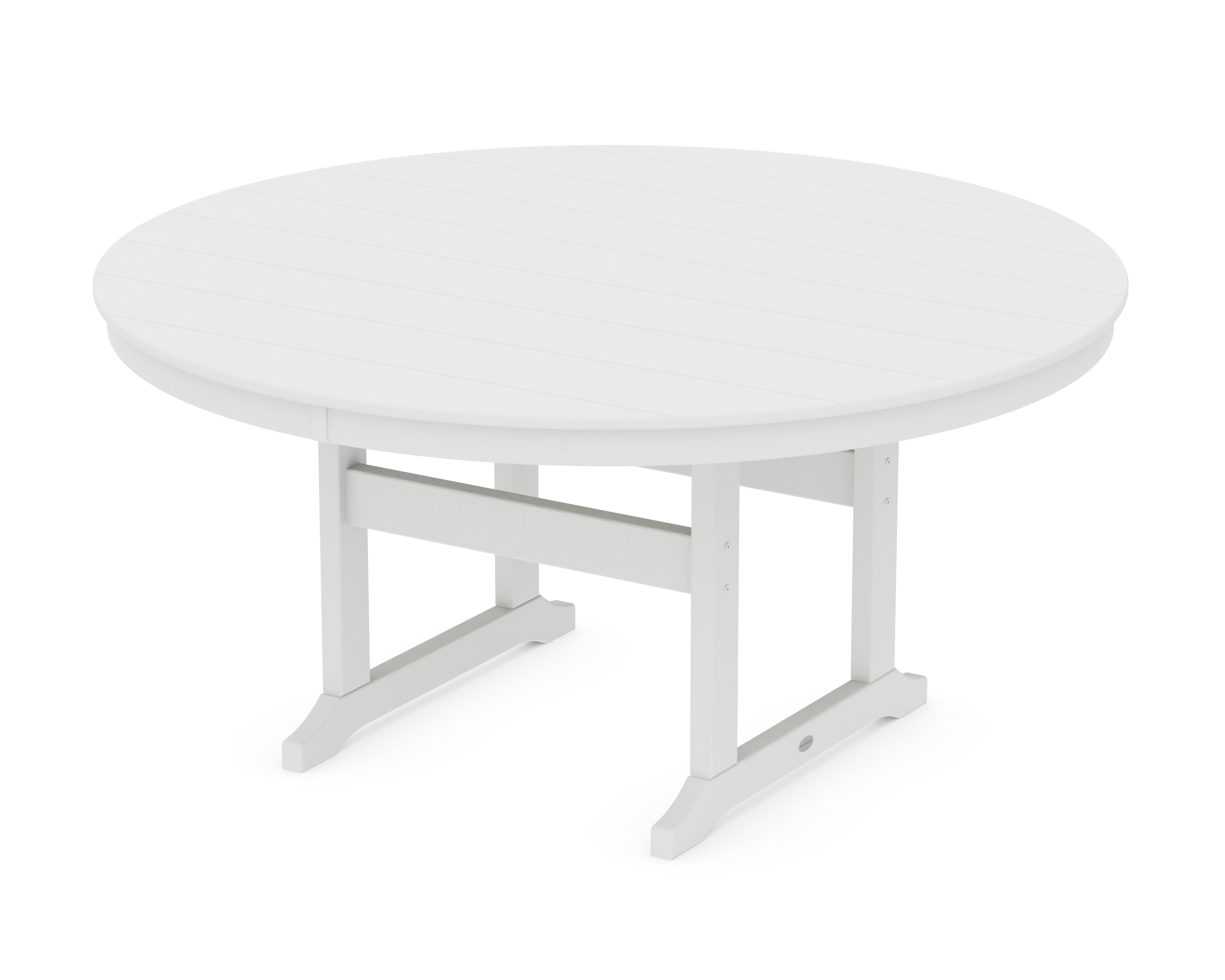 POLYWOOD 60” Round Farmhouse Dining Table in Vintage White