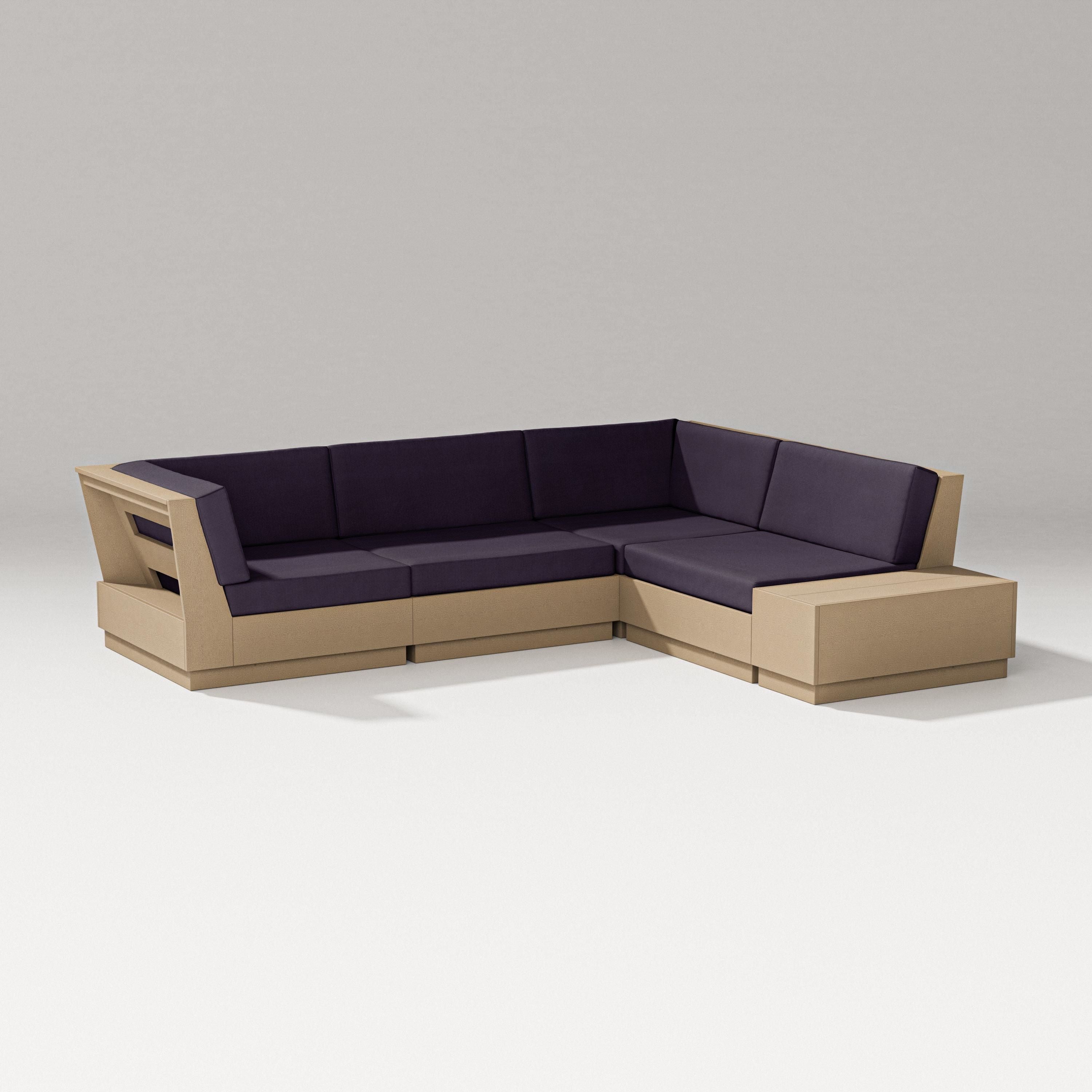 PW Designer Series Elevate Corner Sectional in Vintage Sahara / Navy Linen