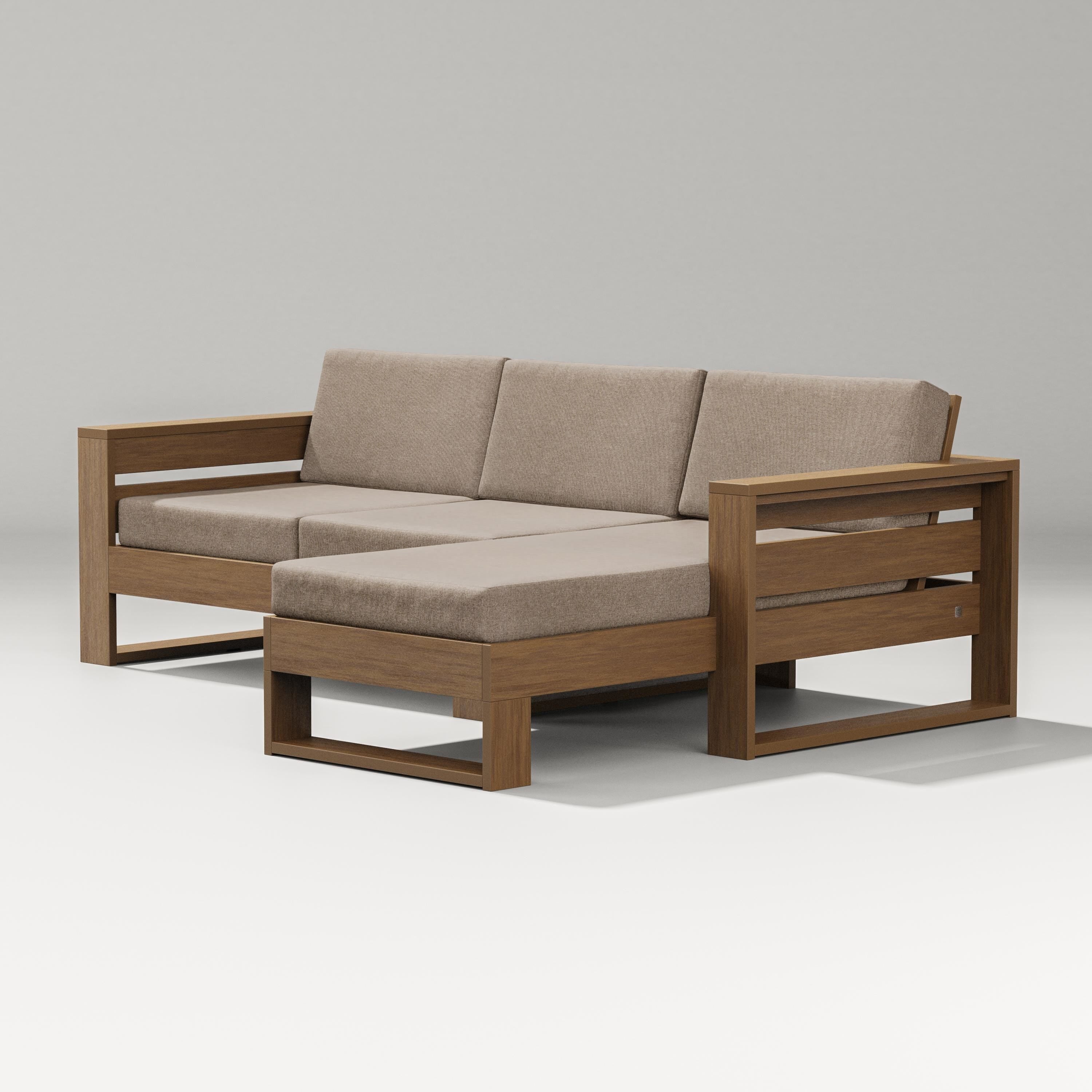 PW Designer Series Latitude Right Chaise Sectional in Natural / Spiced Burlap