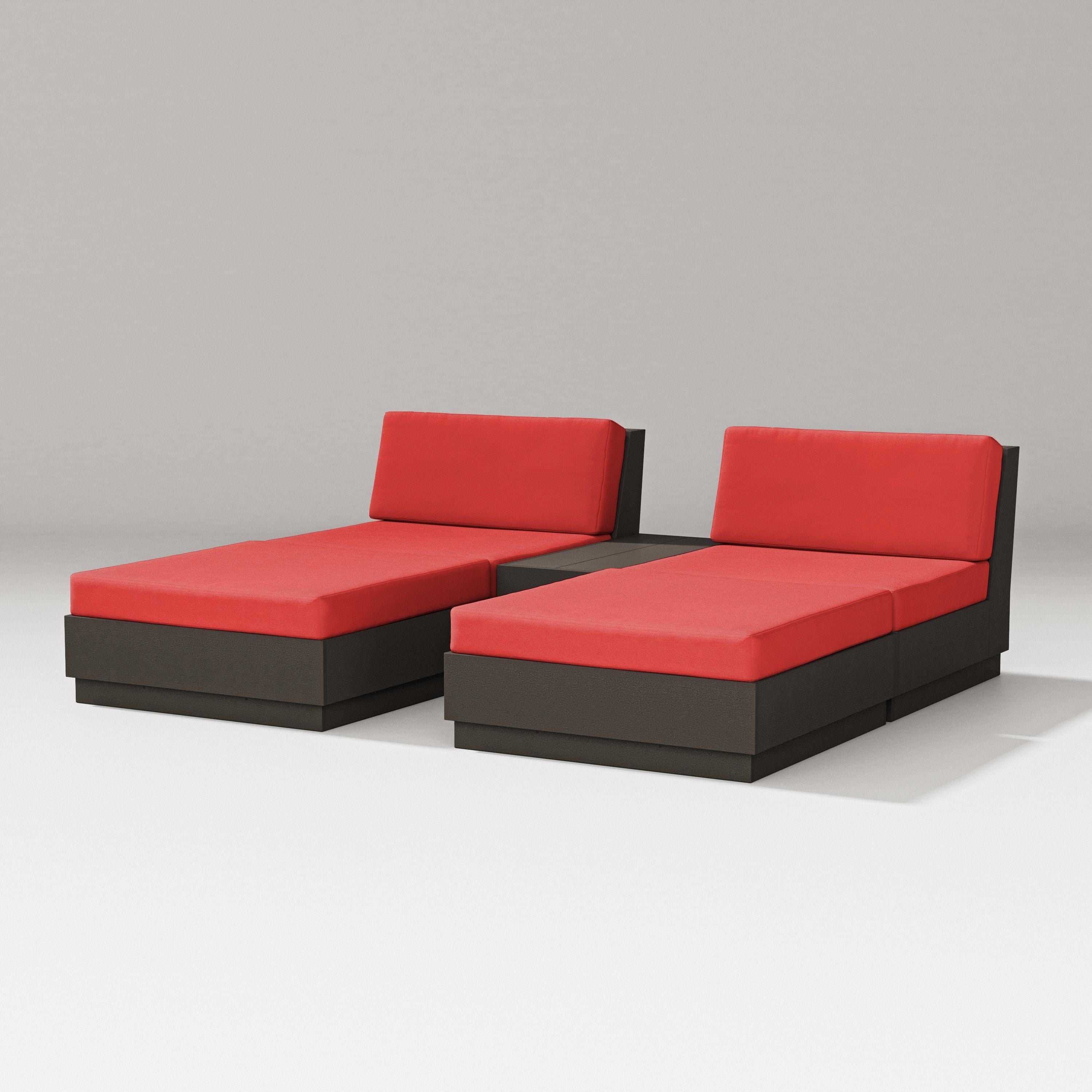 PW Designer Series Elevate Double Chaise Set in Vintage Coffee / Crimson Linen