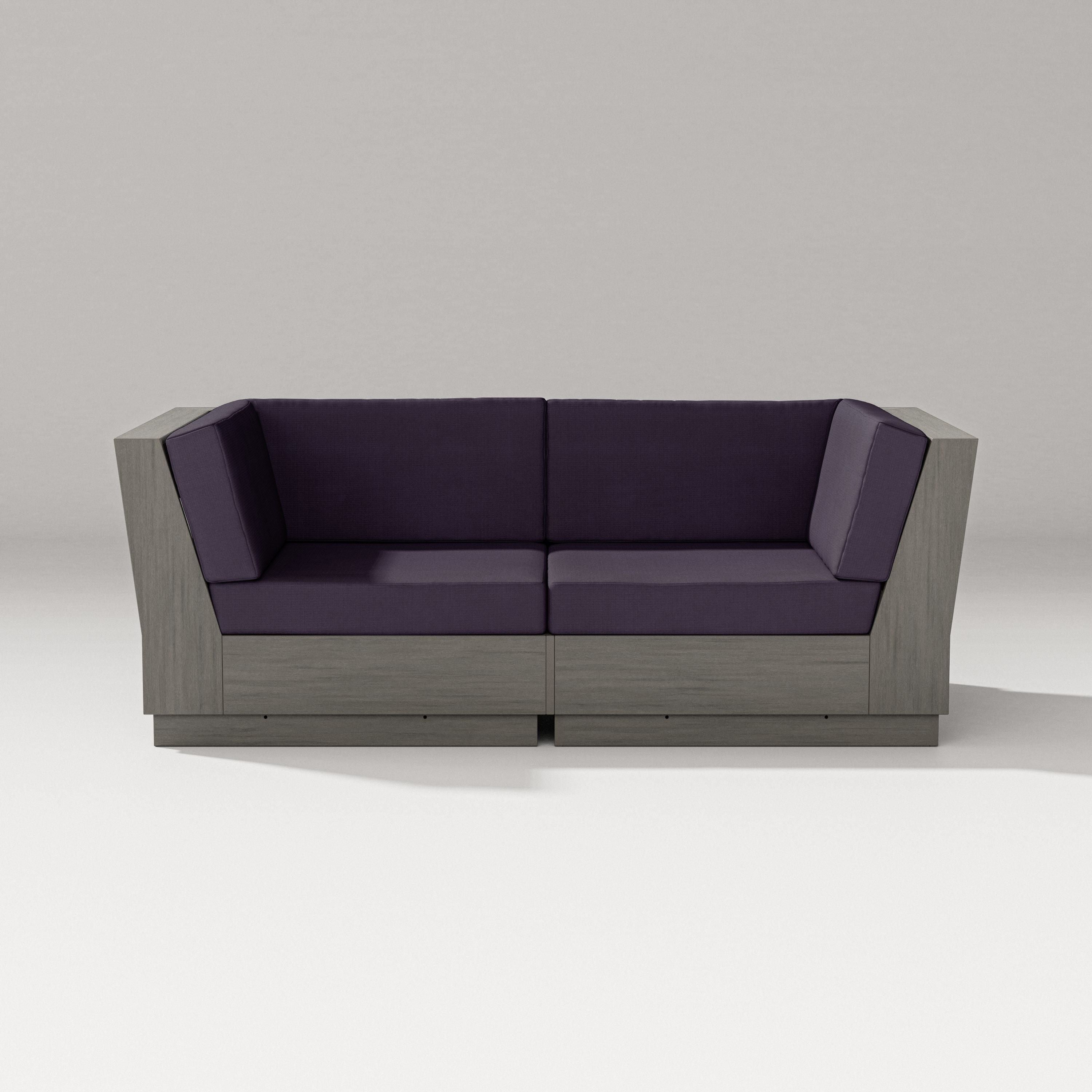 PW Designer Series Elevate Loveseat Sectional in Driftwood / Navy Linen