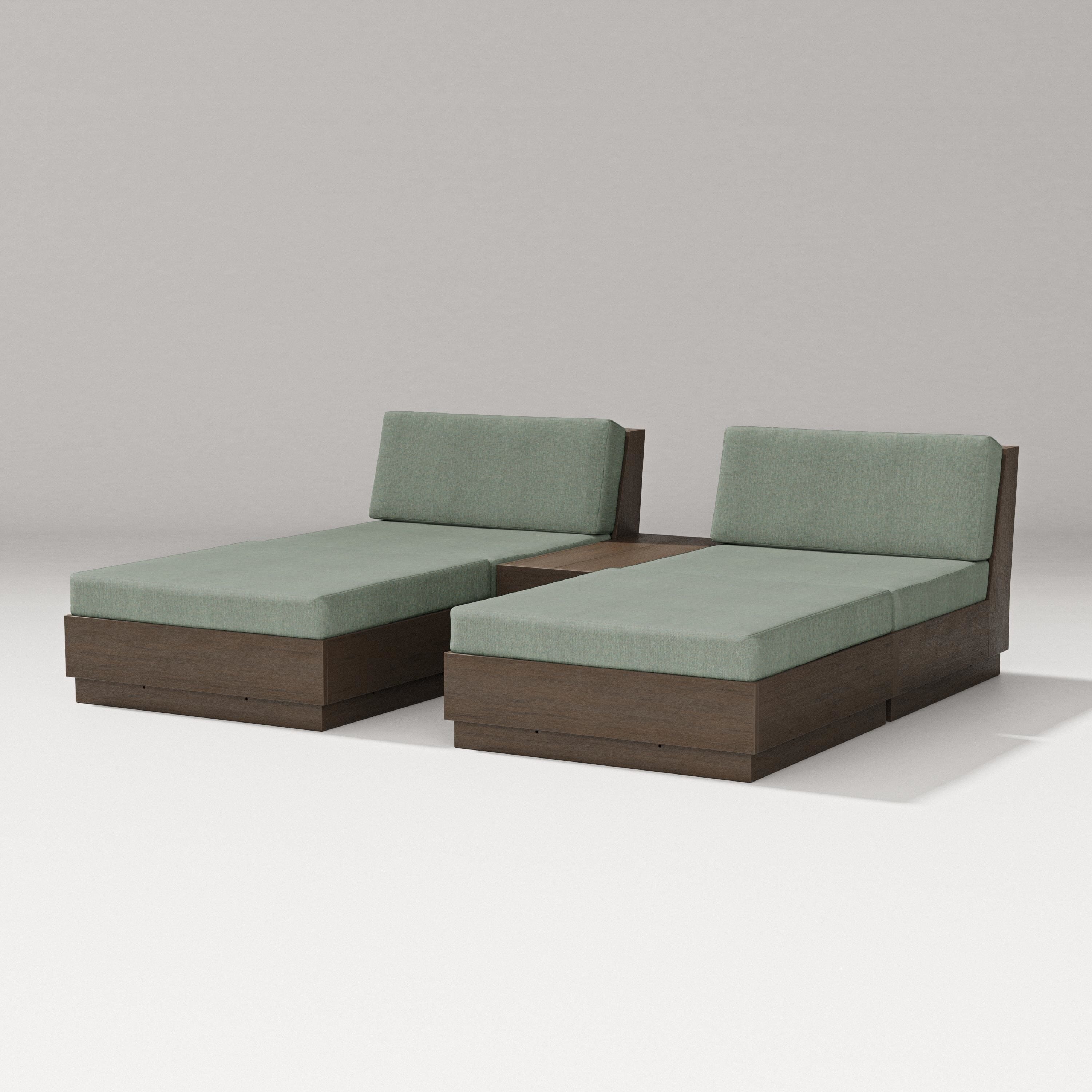 PW Designer Series Elevate Double Chaise Set in Kona / Cast Sage