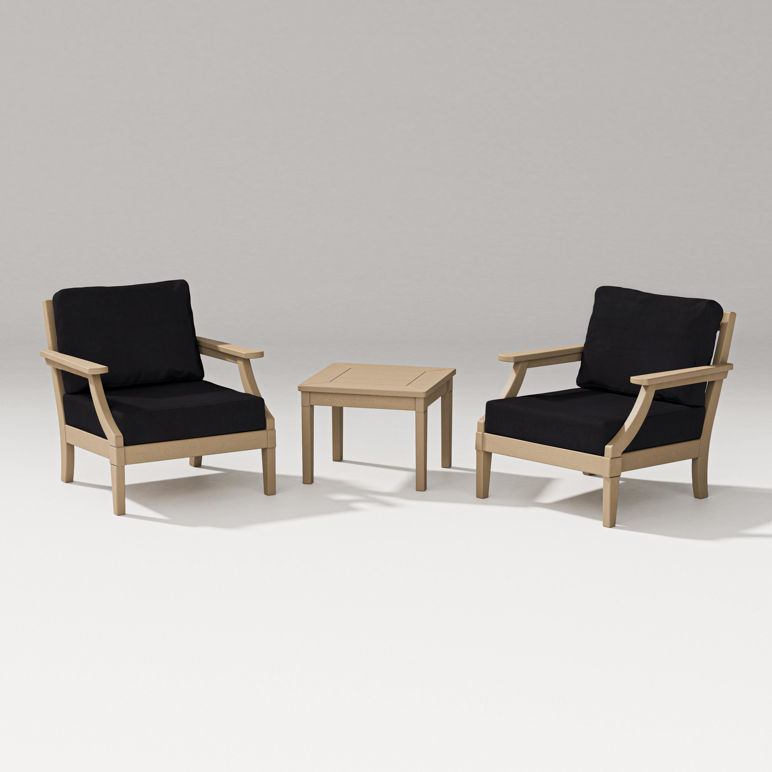 PW Designer Series Estate 3-Piece Lounge Chair Set in Vintage Sahara / Midnight Linen