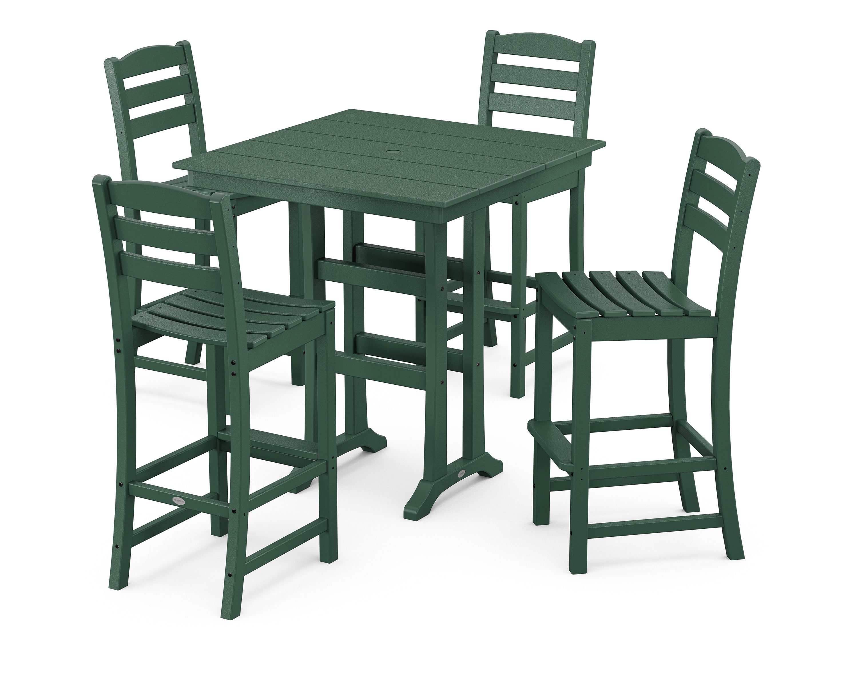 POLYWOOD La Casa Café 5-Piece Farmhouse Trestle Bar Set in Green