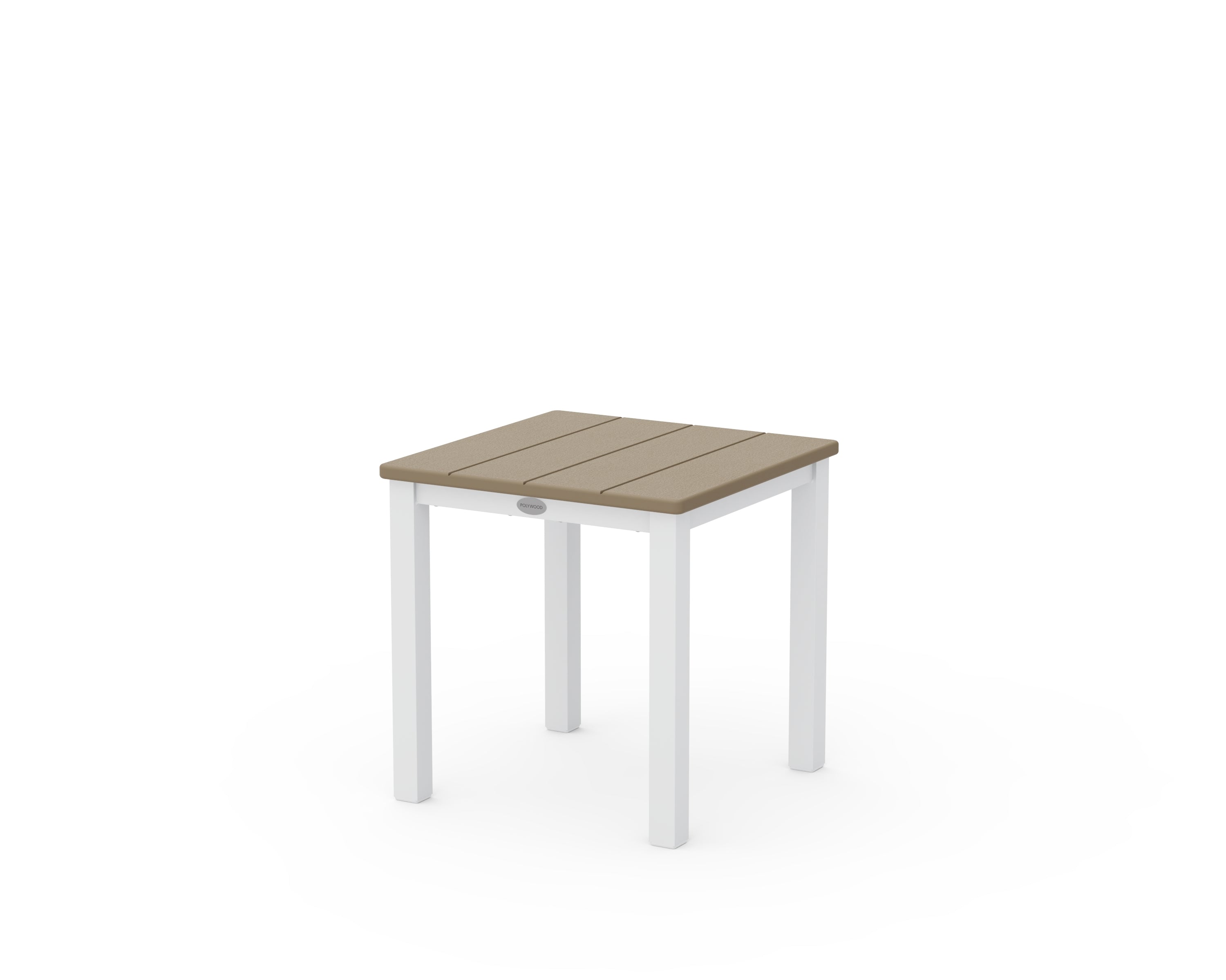 POLYWOOD Main Street 18" Side Table in White / Vintage Sahara