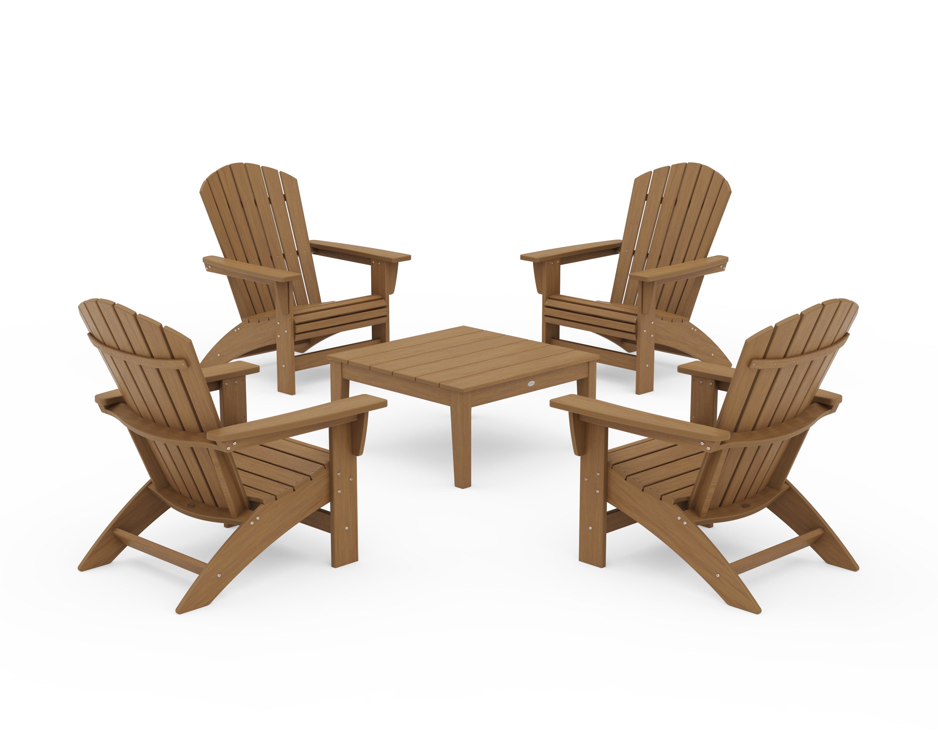 POLYWOOD 5-Piece Nautical Grand Adirondack Chair Conversation Group in Natural