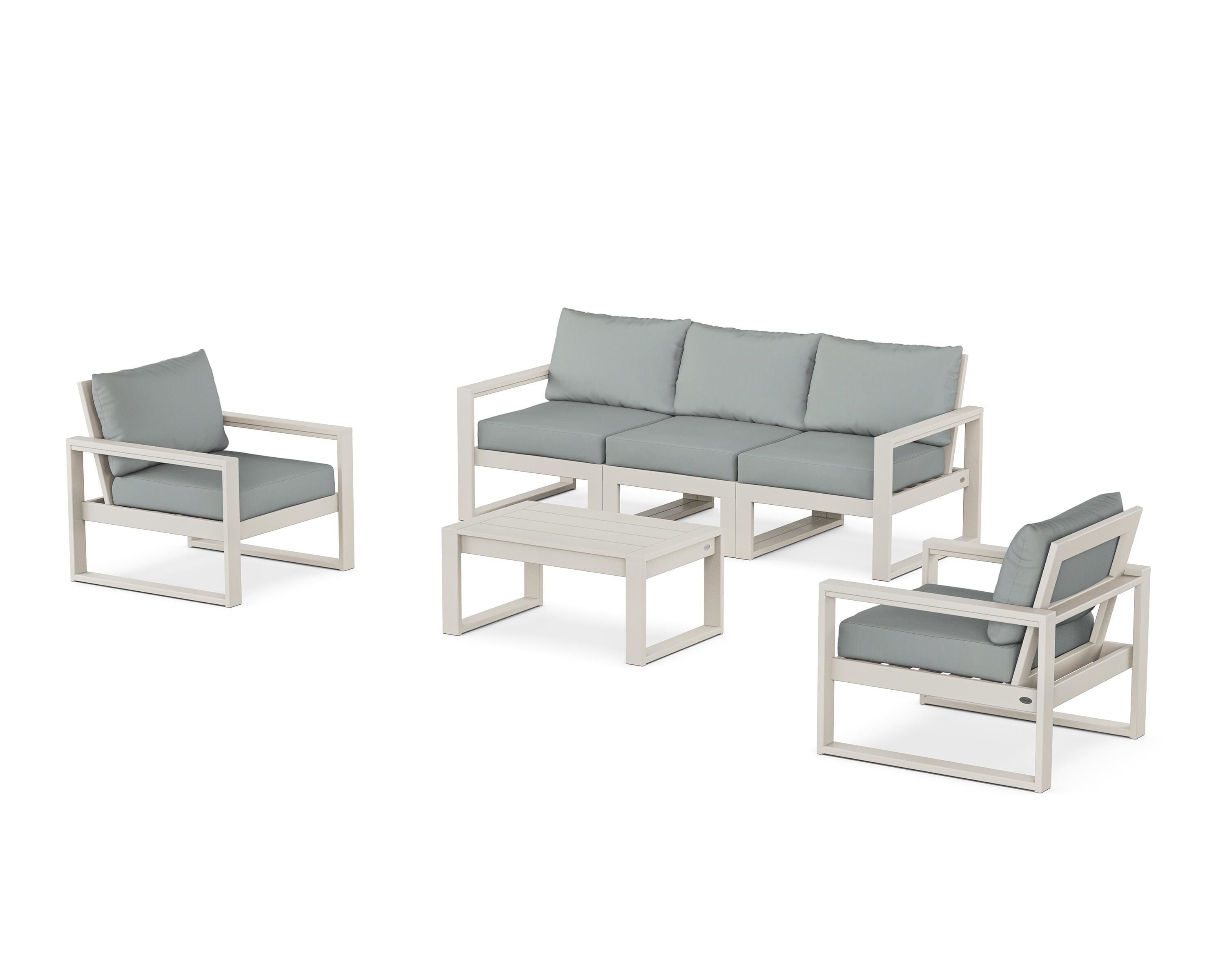 POLYWOOD EDGE Sectional 4-Piece Deep Seating Set with Sofa in Sand / Spa