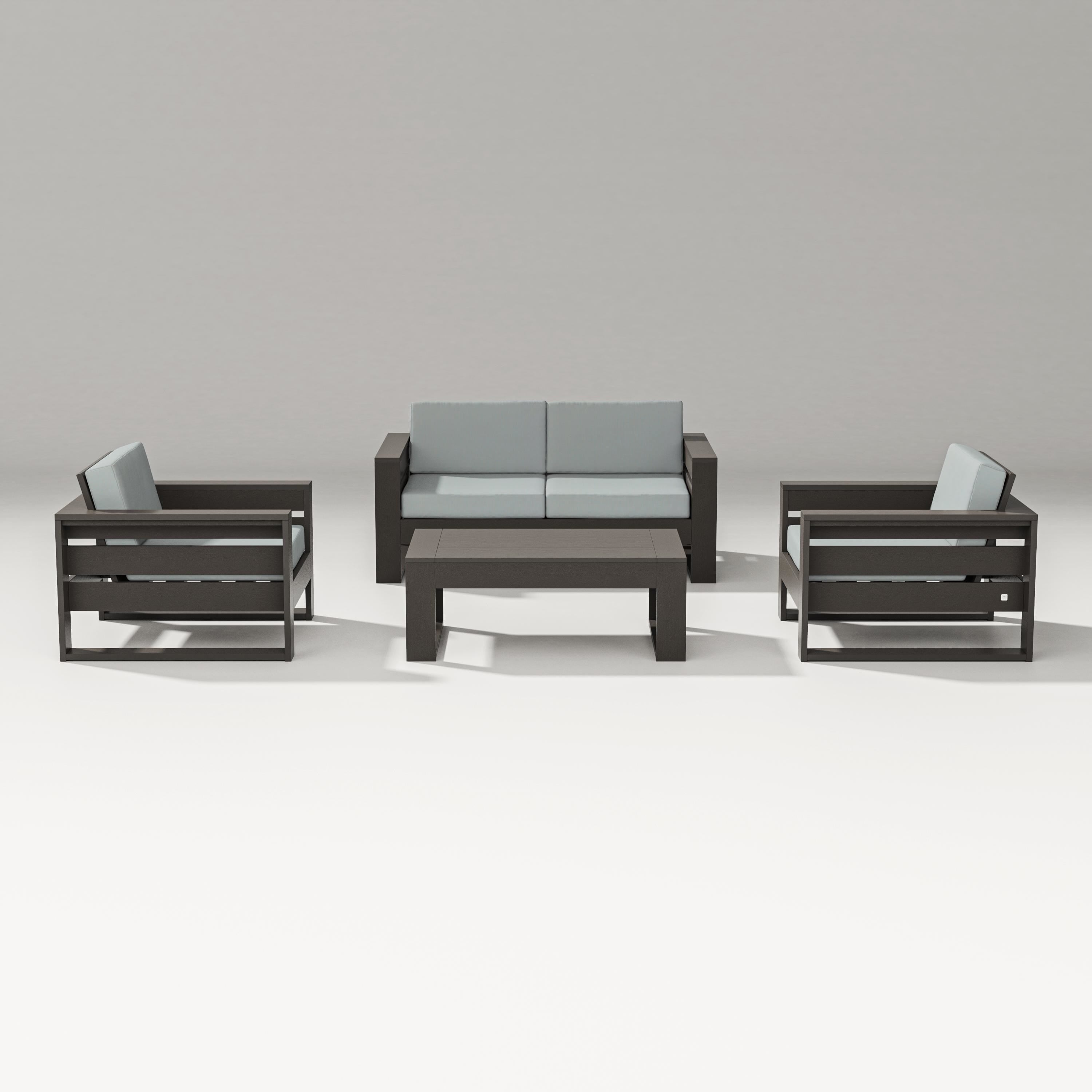 PW Designer Series Latitude 4-Piece Lounge Loveseat Set in Vintage Coffee / Spa