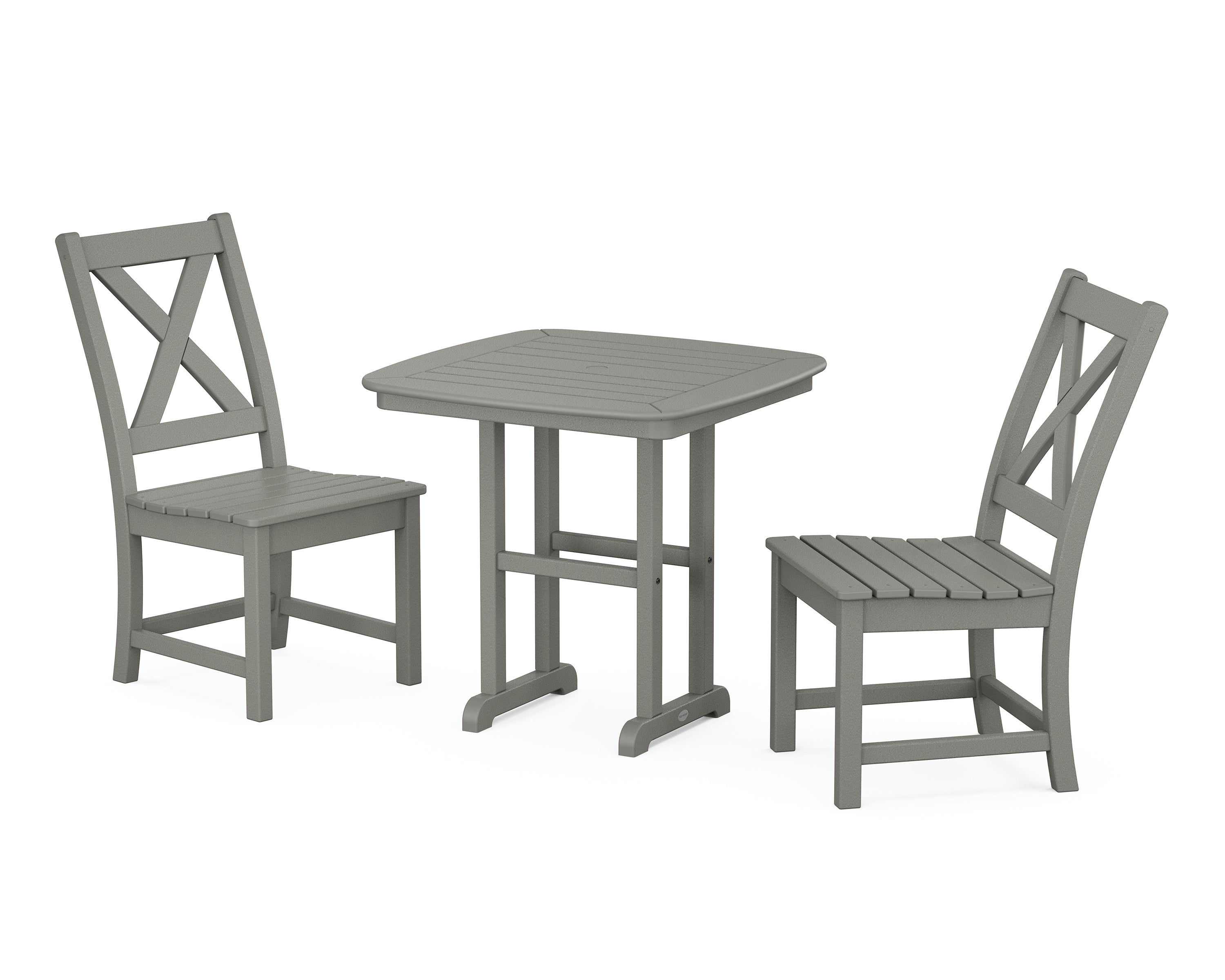 POLYWOOD® Braxton Side Chair 3-Piece Dining Set in Slate Grey