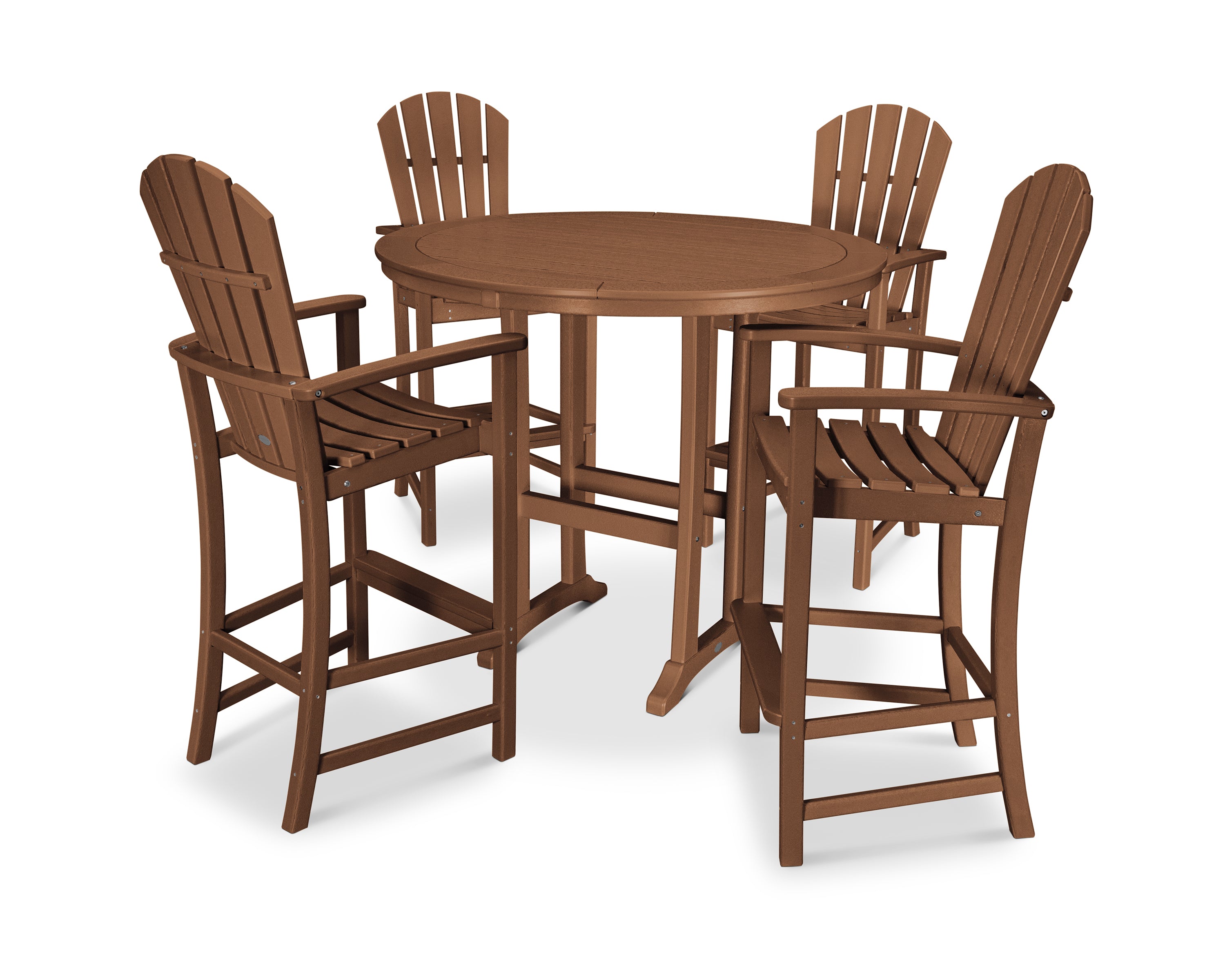 POLYWOOD® Palm Coast 5-Piece Round Bar Set in Teak