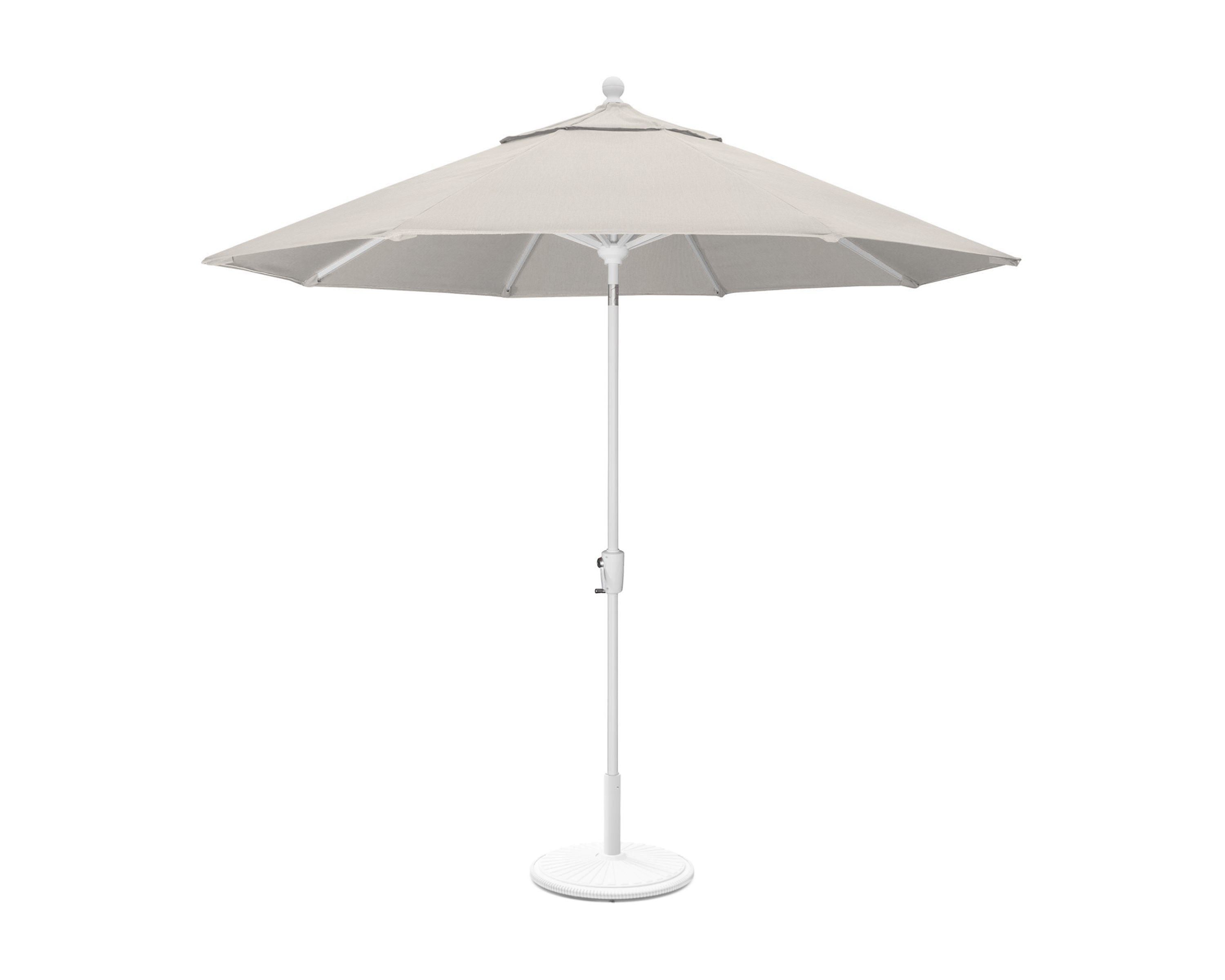 POLYWOOD 9' Tilt Market Umbrella & Base in White / Cast Ash