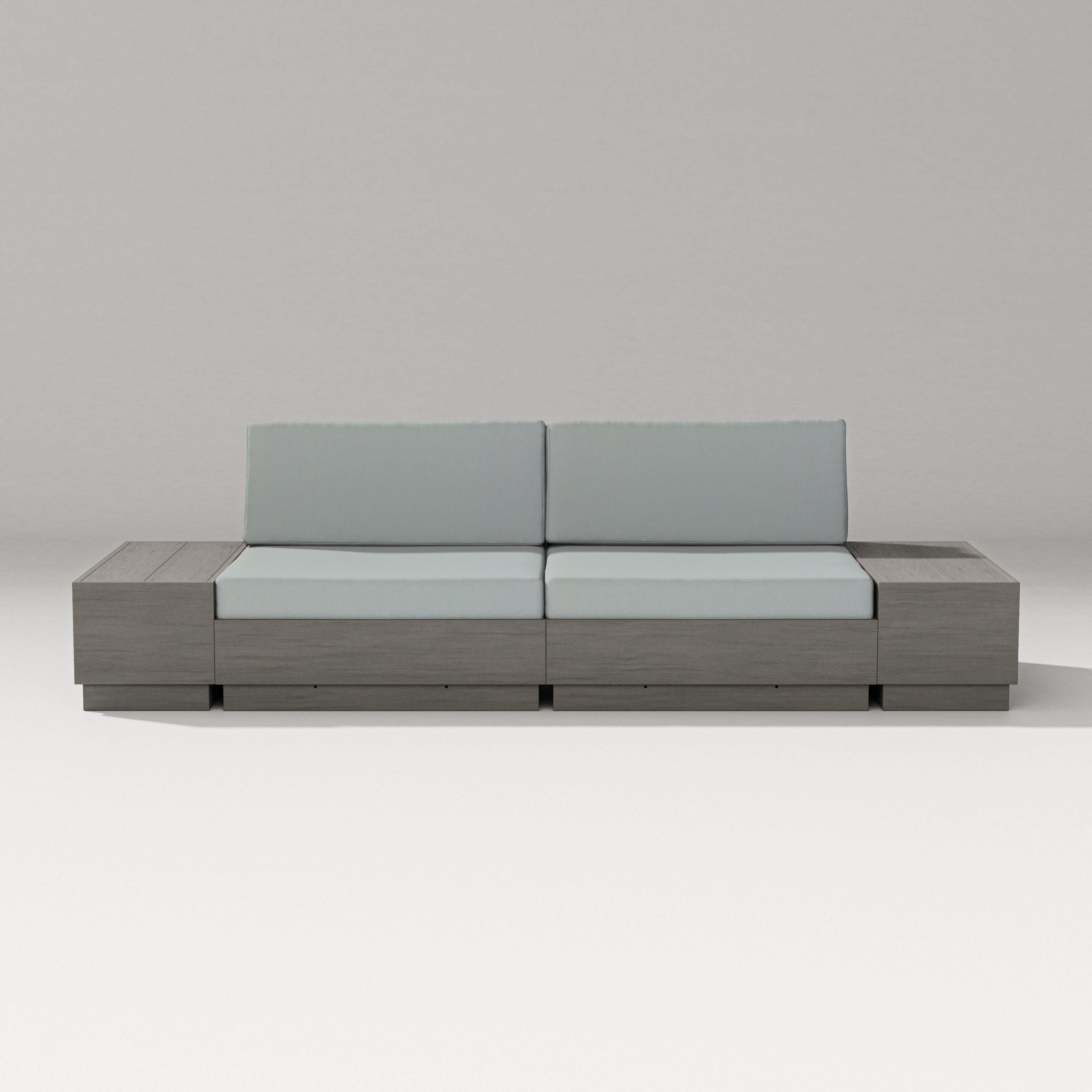 PW Designer Series Elevate 4-Piece Loveseat Sectional in Driftwood / Spa