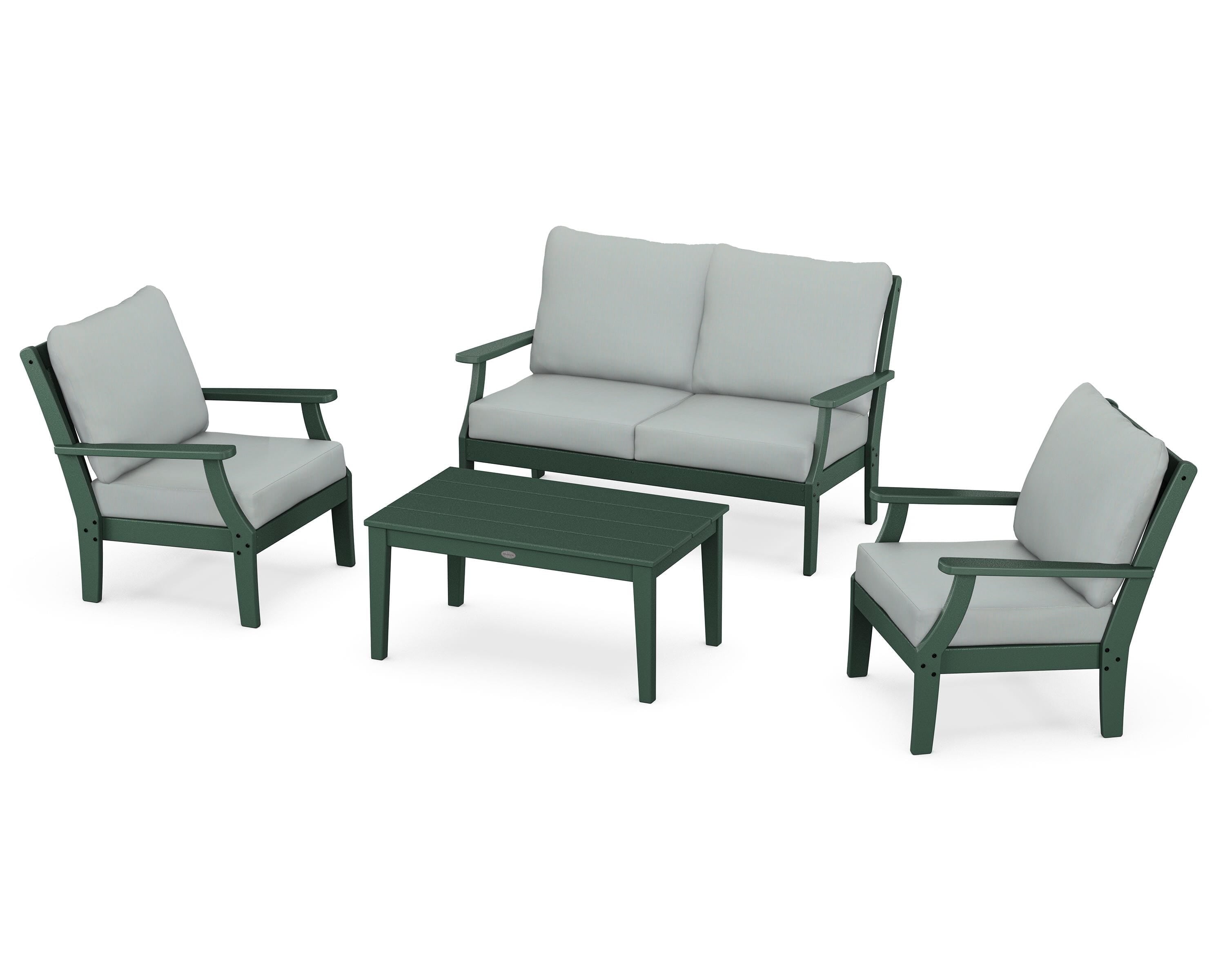 POLYWOOD Braxton 4-Piece Deep Seating Chair Set in Green / Spa