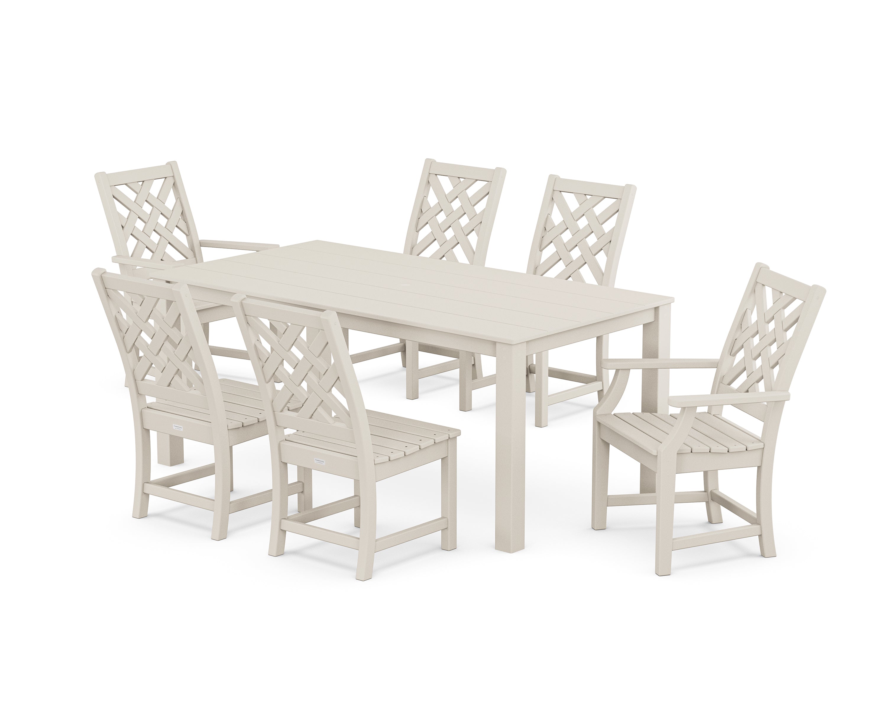 Country Living Wovendale 7-Piece Parsons Dining Set in Sand