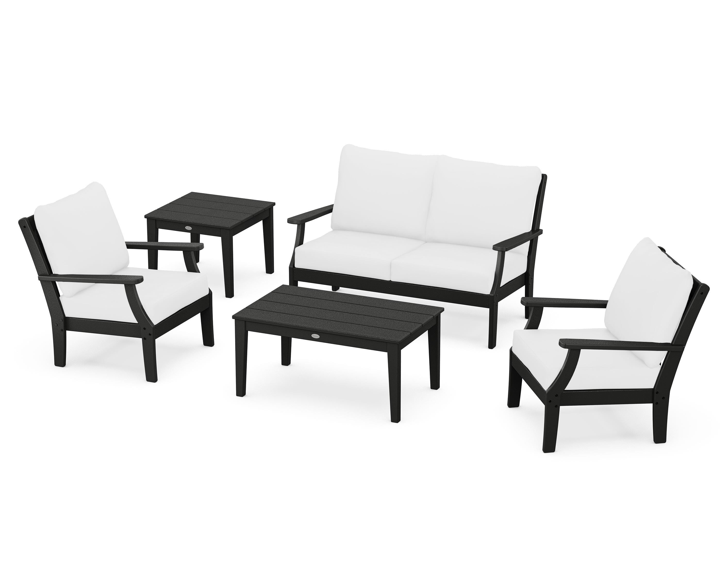 POLYWOOD Braxton 5-Piece Deep Seating Set in Black / Natural