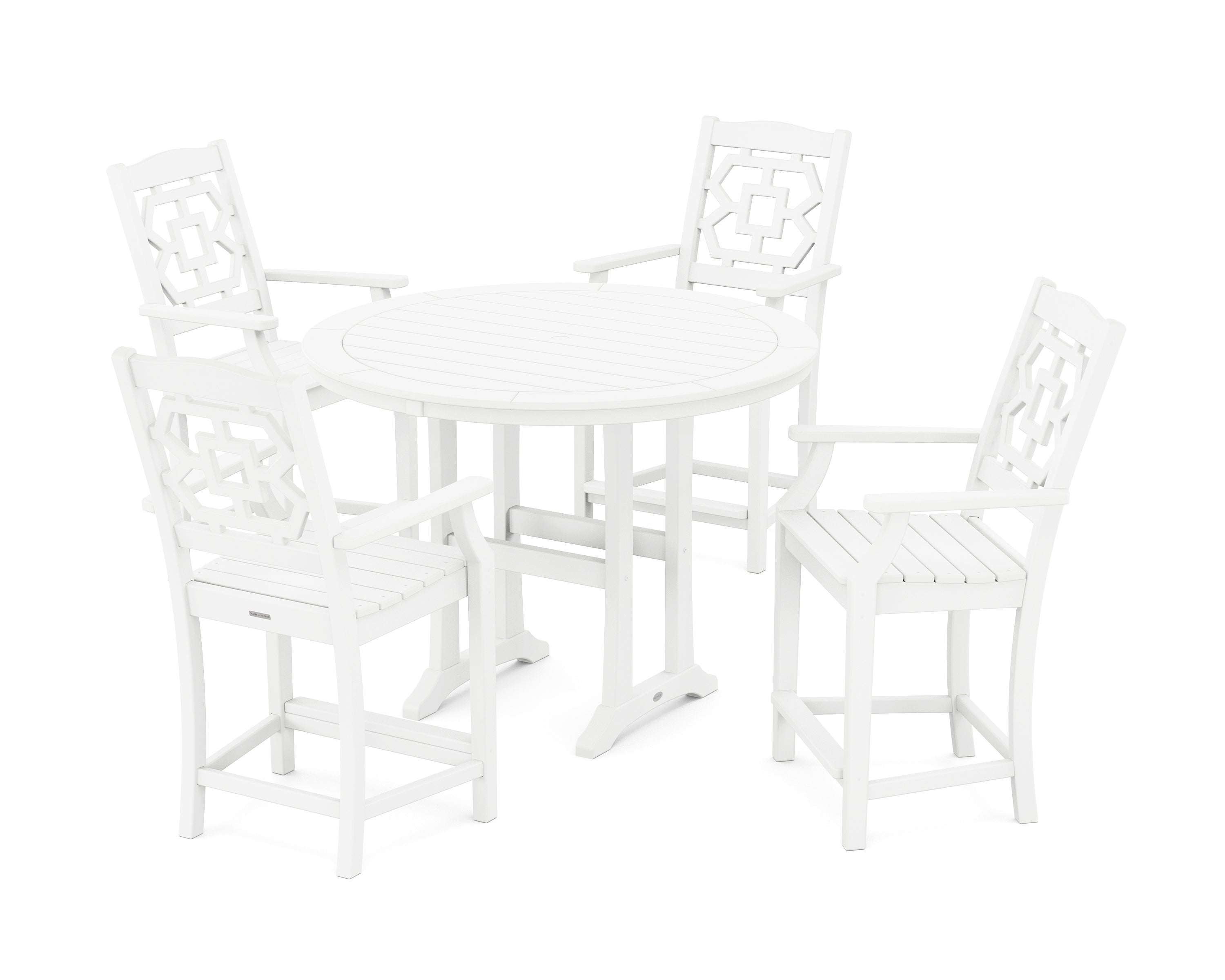 Martha Stewart by POLYWOOD® Chinoiserie 5-Piece Round Counter Set in White