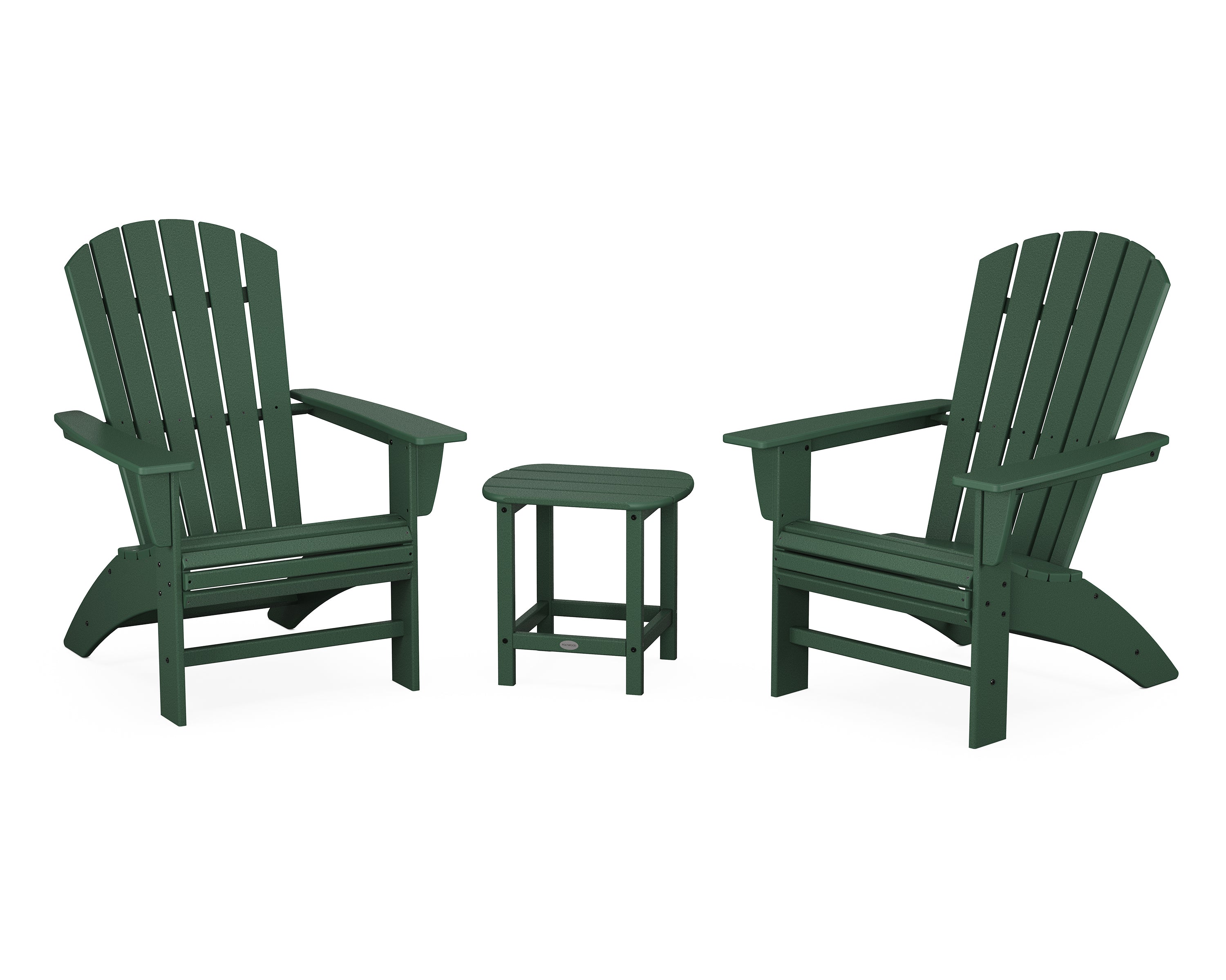 POLYWOOD® Nautical 3-Piece Curveback Adirondack Set in Green