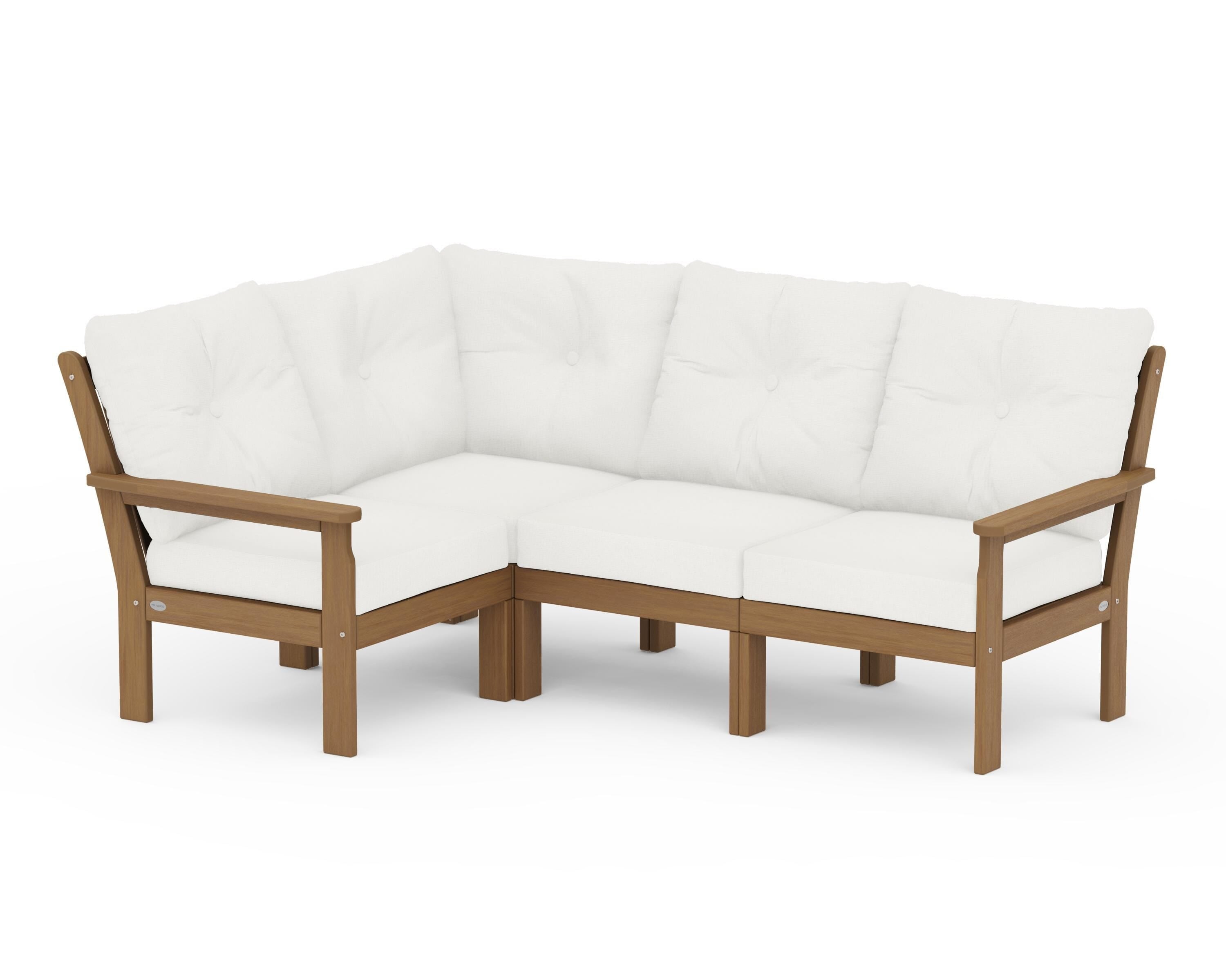 POLYWOOD Vineyard 4-Piece Sectional in Natural / Natural Linen