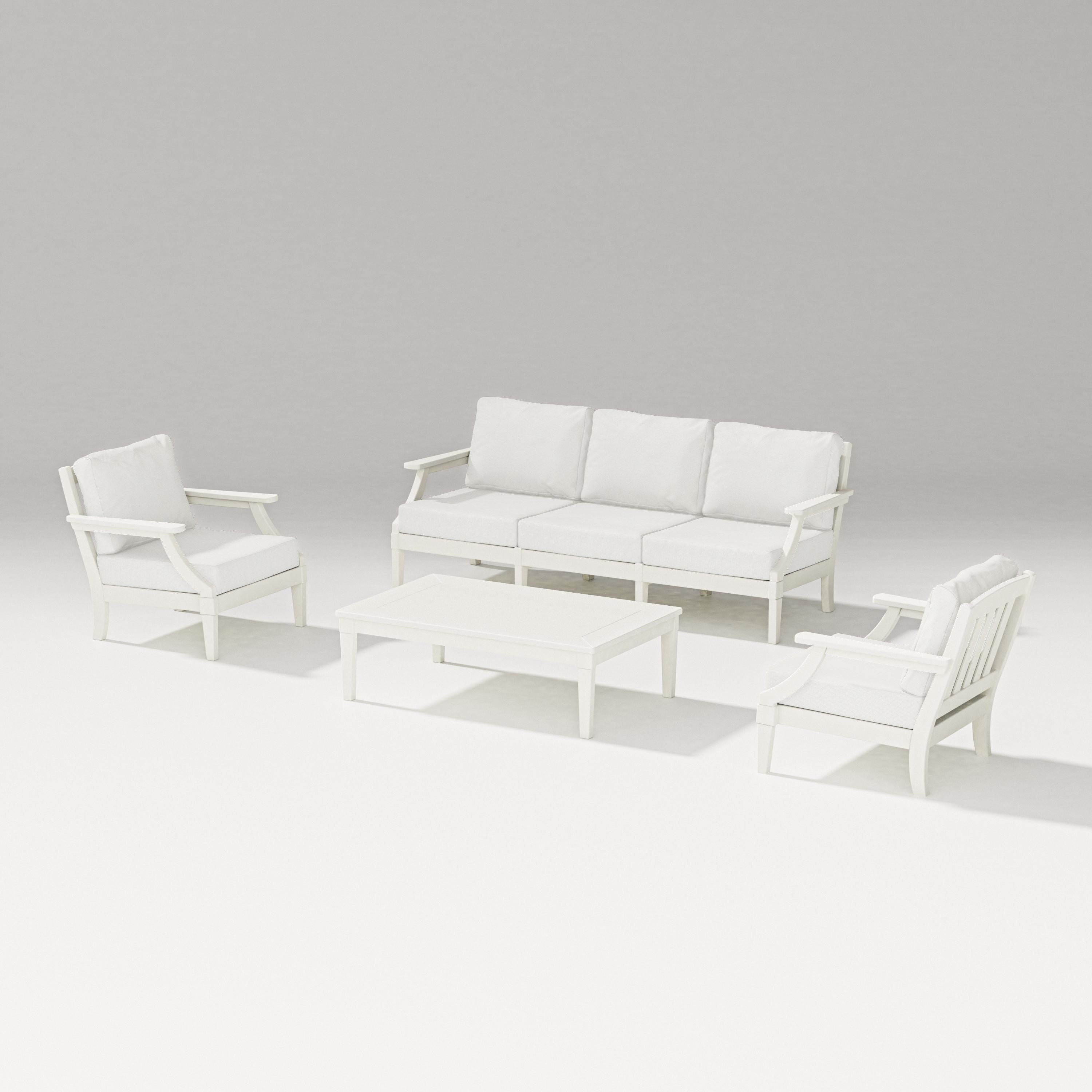 PW Designer Series Estate 4-Piece Lounge Sofa Set in Vintage White / Natural Linen