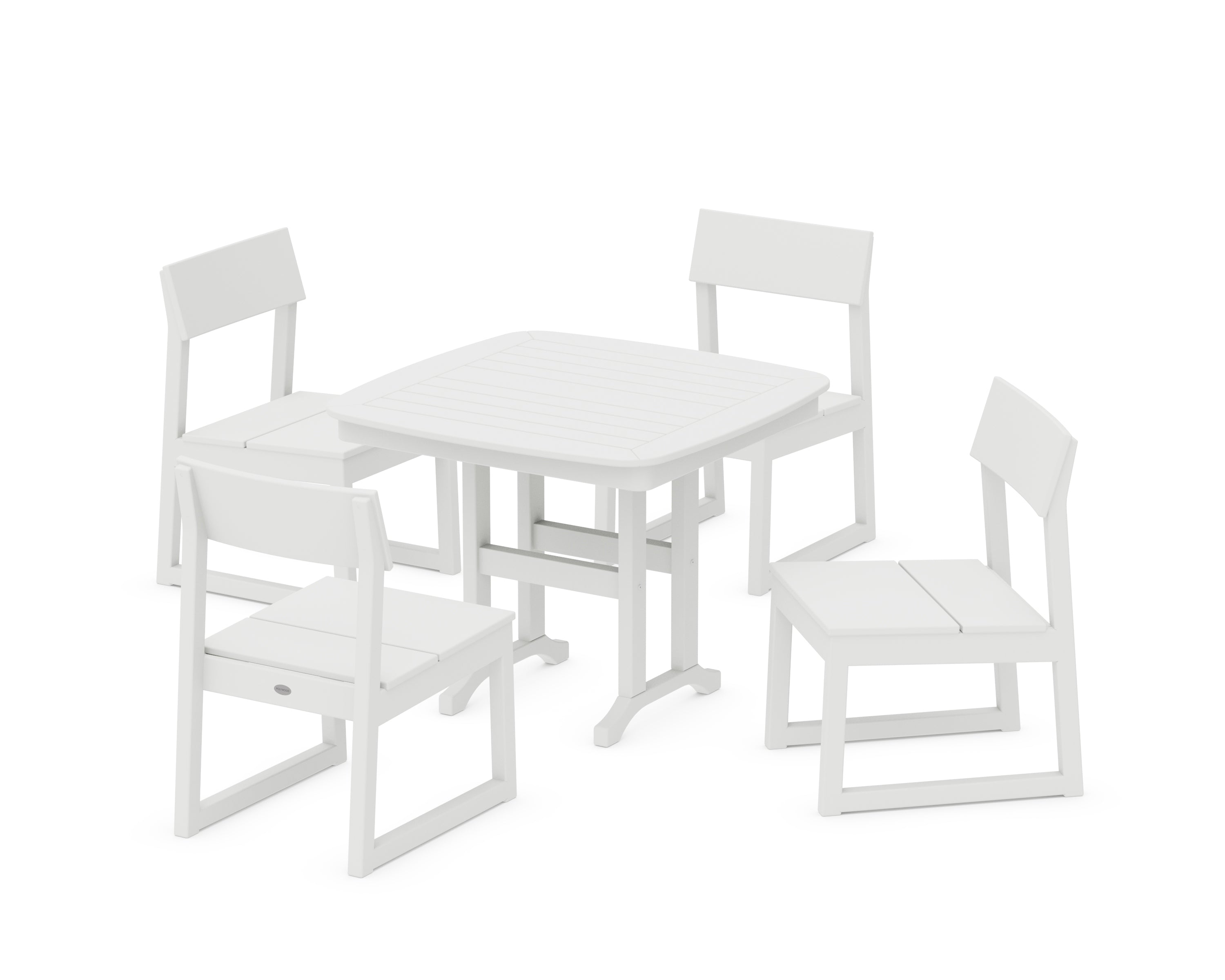 POLYWOOD EDGE Side Chair 5-Piece Dining Set in White