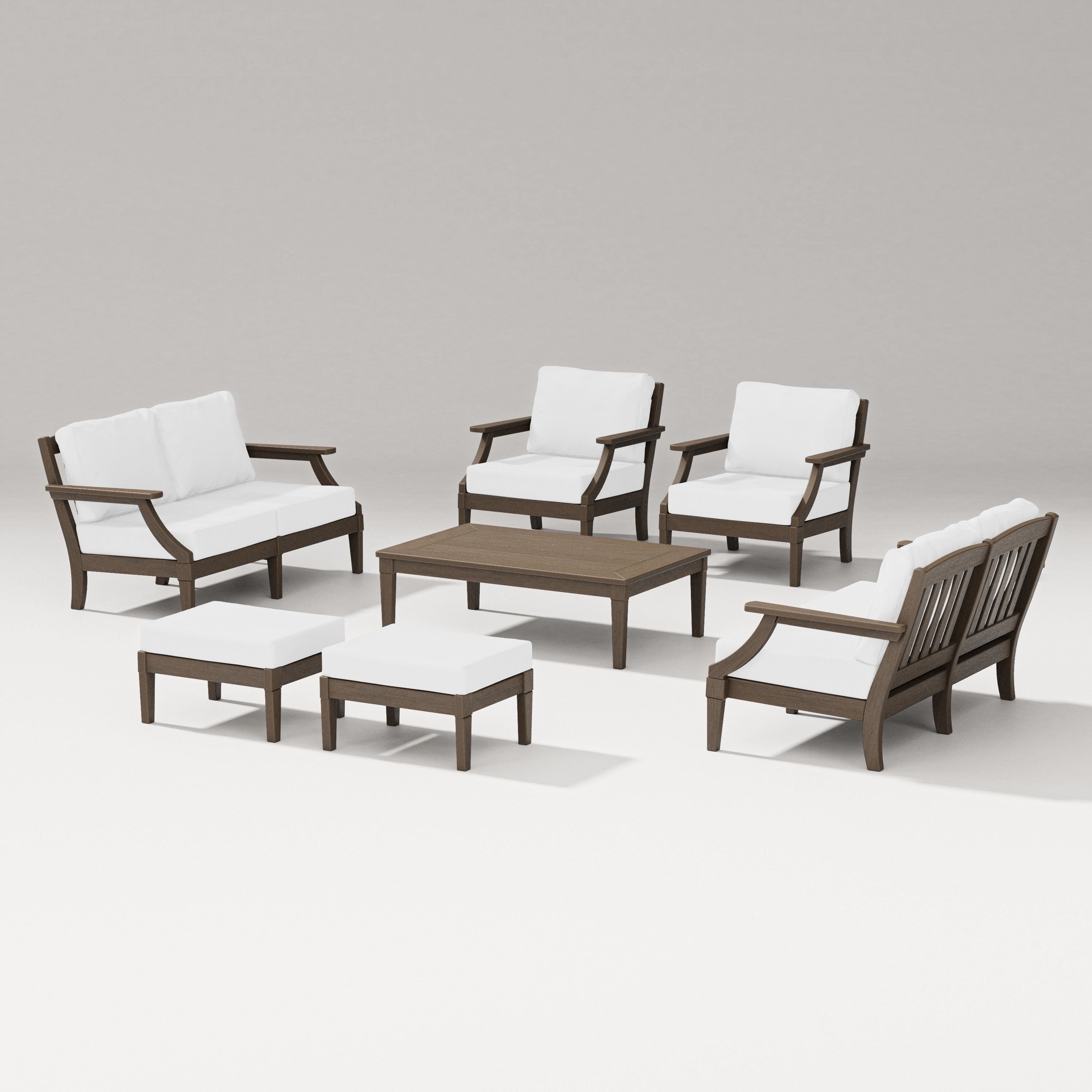 PW Designer Series Estate 7-Piece Lounge Loveseat Set in Kona / Natural