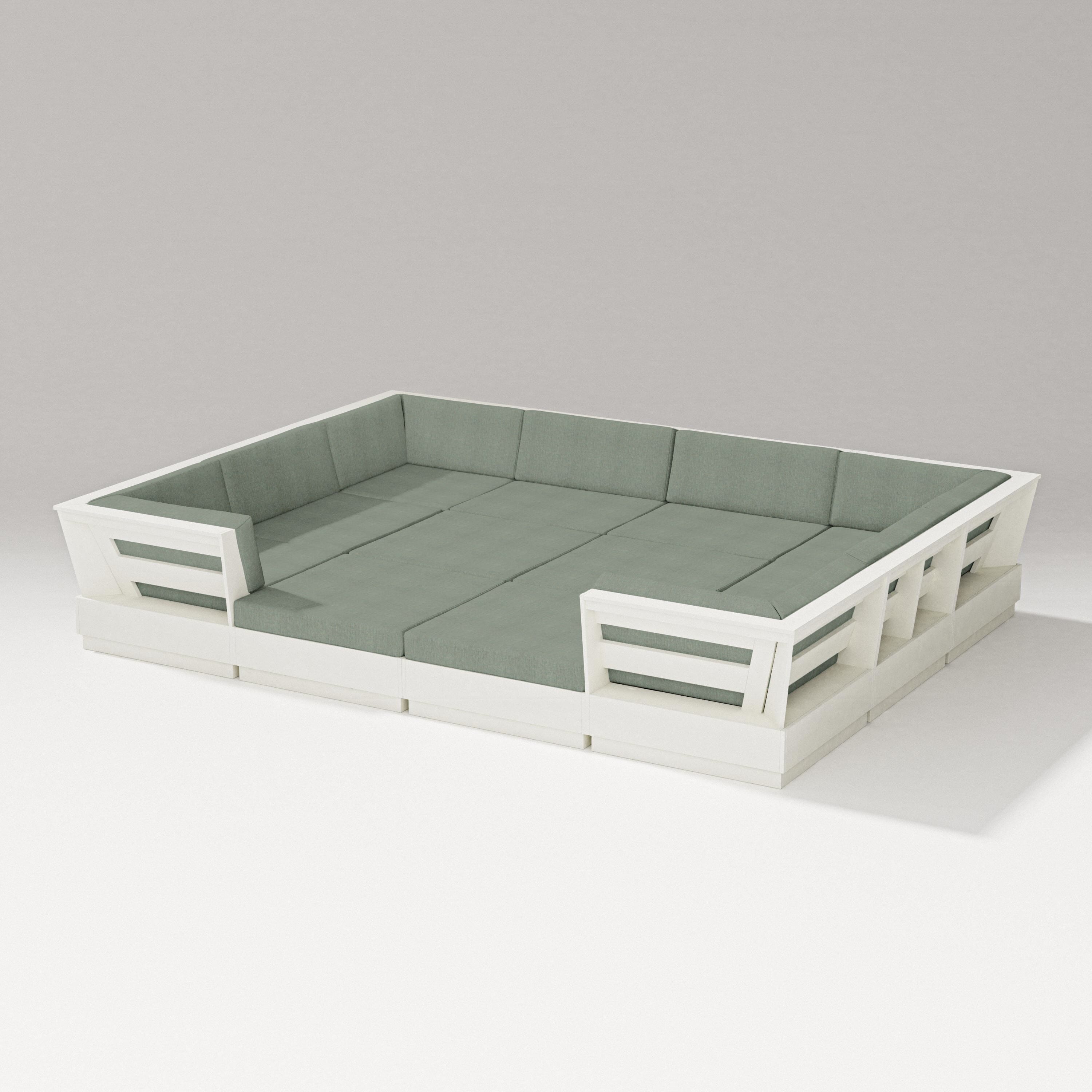 PW Designer Series Elevate 12-Piece Pit Sectional in Vintage White / Cast Sage