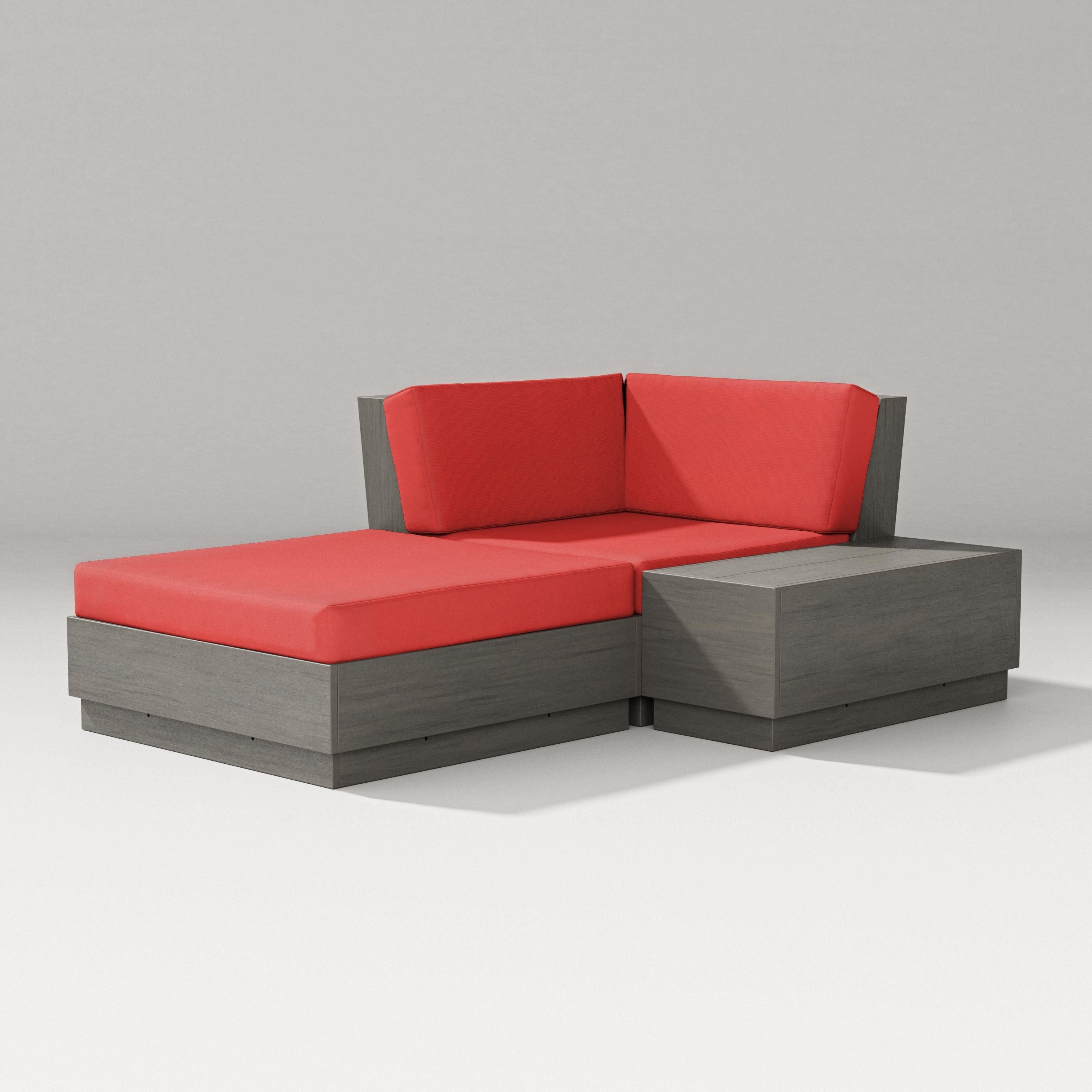 PW Designer Series Elevate Corner Chaise in Driftwood / Crimson Linen