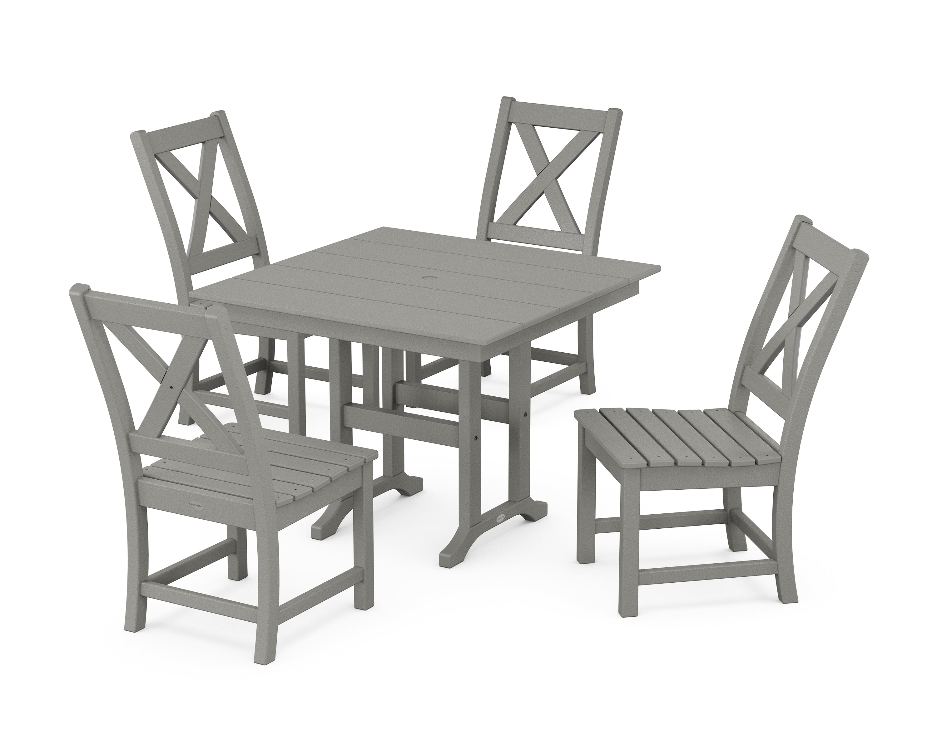 POLYWOOD® Braxton Side Chair 5-Piece Farmhouse Dining Set in Slate Grey