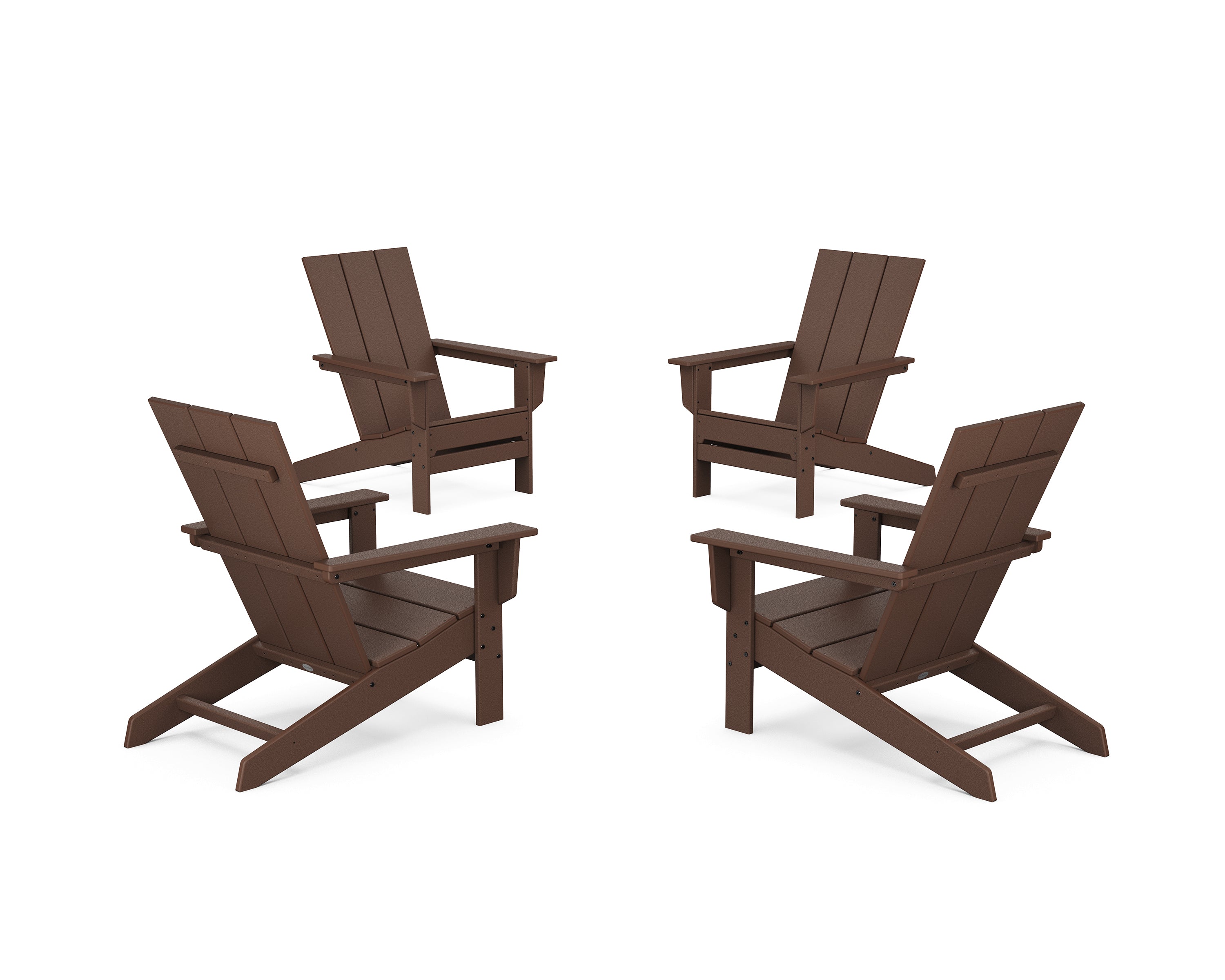 POLYWOOD® 4-Piece Modern Studio Adirondack Chair Conversation Set in Mahogany