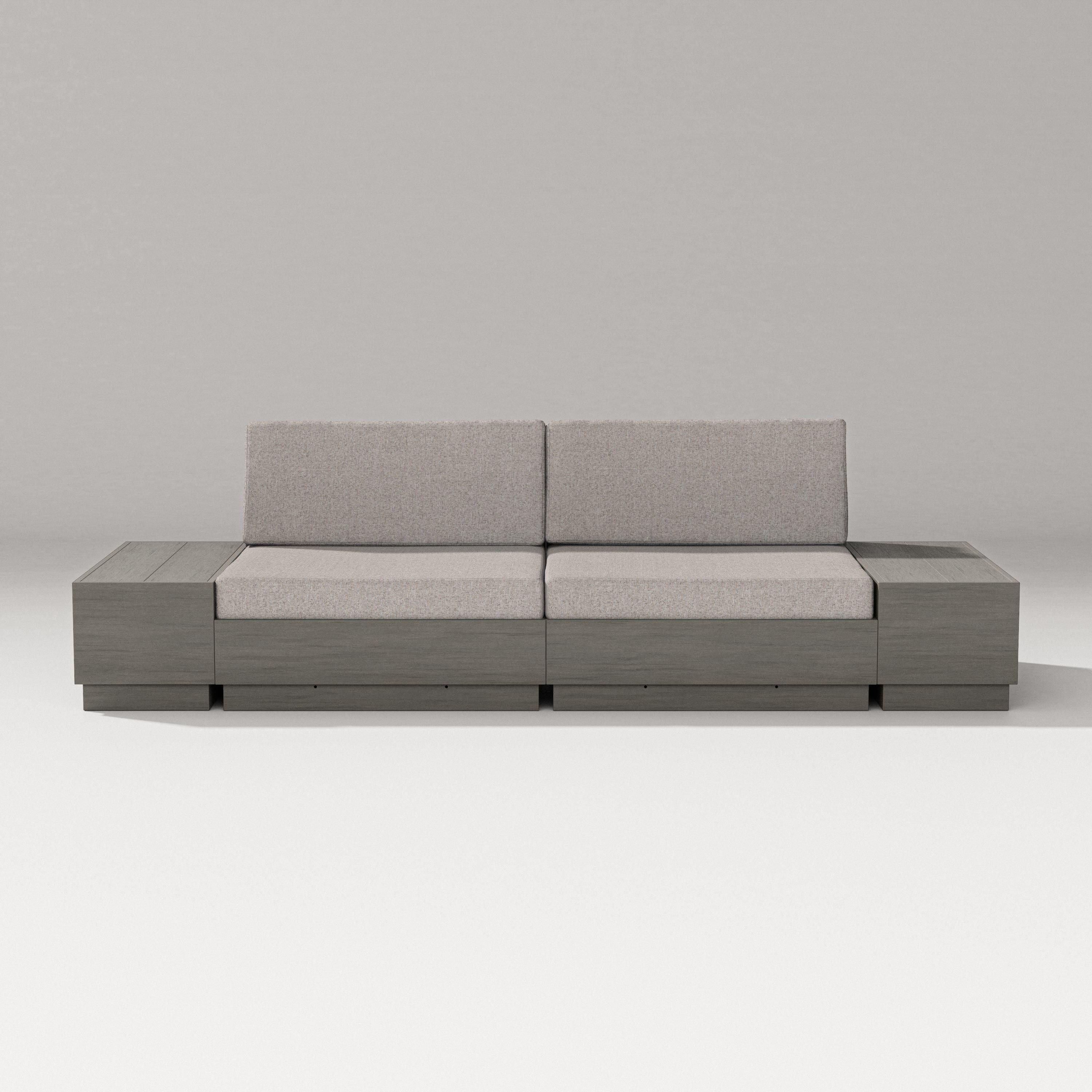 PW Designer Series Elevate 4-Piece Loveseat Sectional in Driftwood / Weathered Tweed