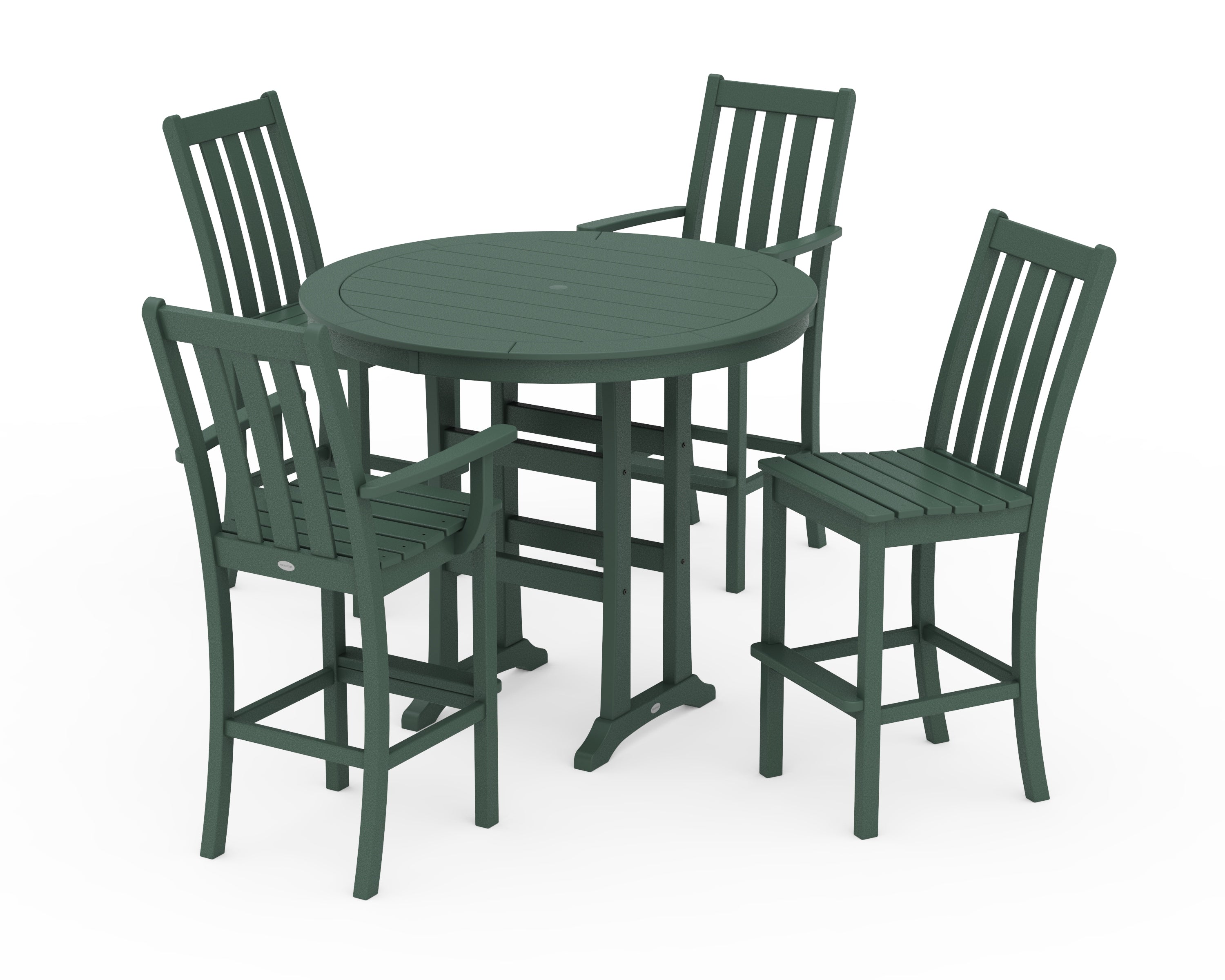 POLYWOOD Vineyard 5-Piece Nautical Trestle Bar Set in Green