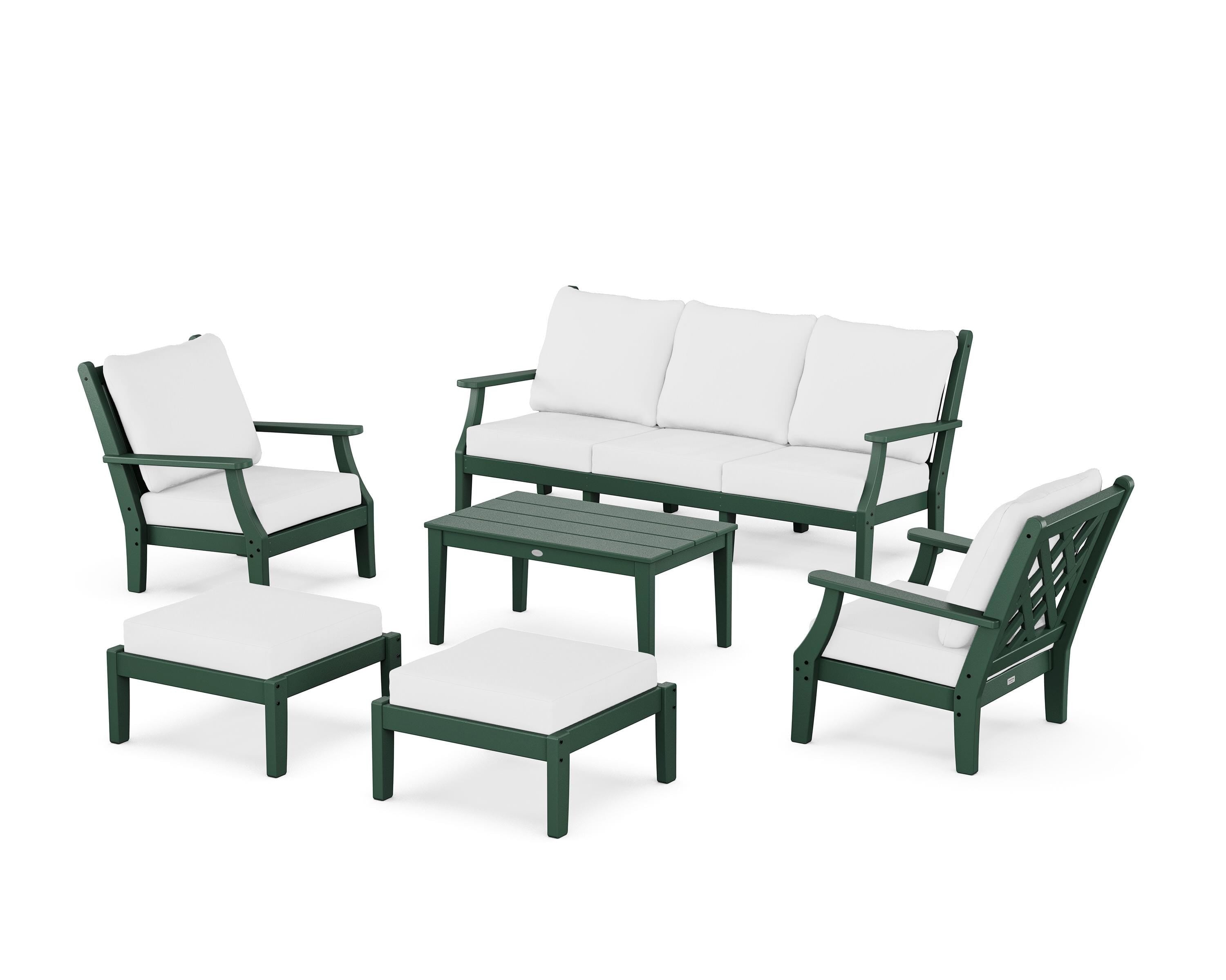 Country Living Wovendale 6-Piece Lounge Sofa Set in Green / Natural