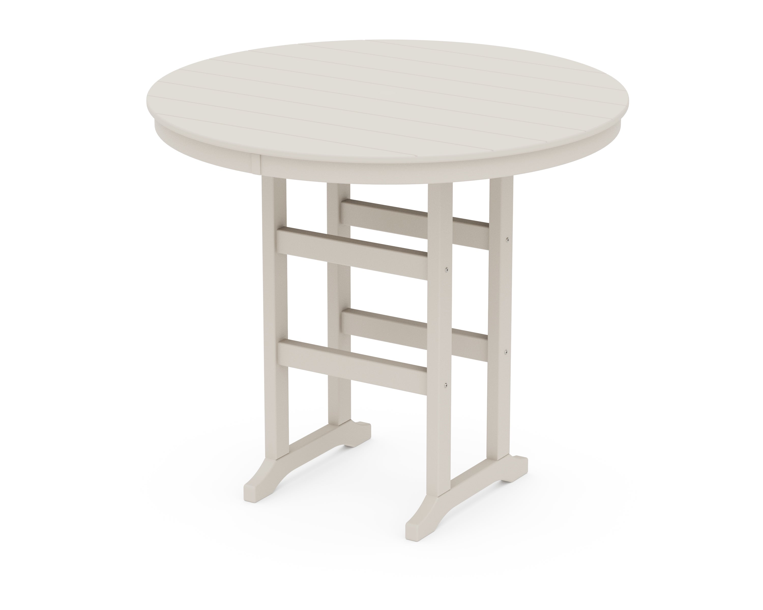 POLYWOOD 48" Round Farmhouse Bar Table in Sand