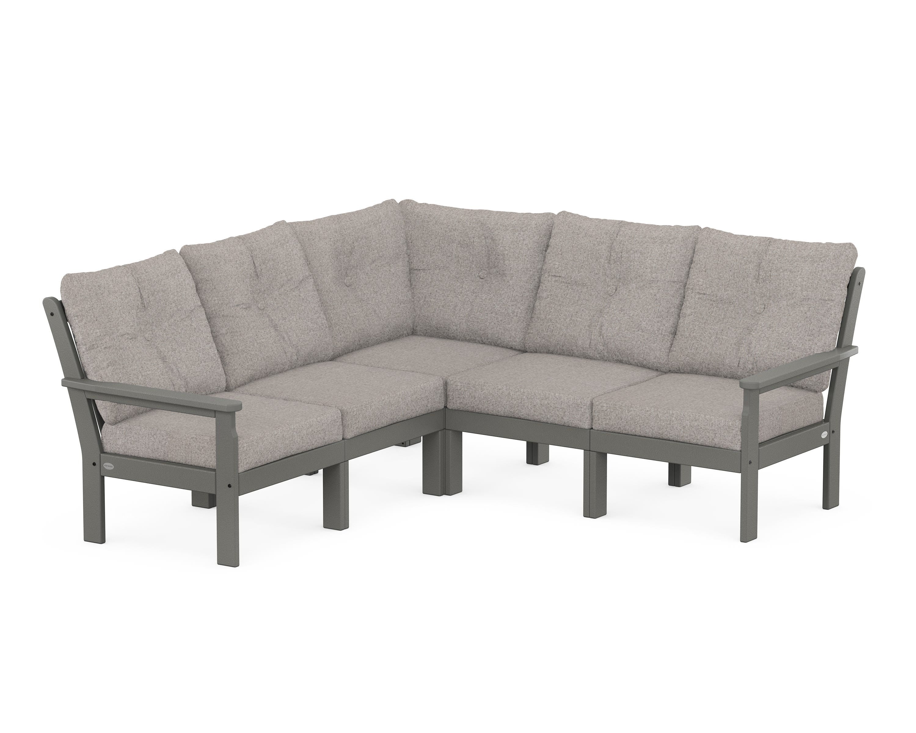 POLYWOOD Vineyard 5-Piece Sectional in Slate Grey / Weathered Tweed