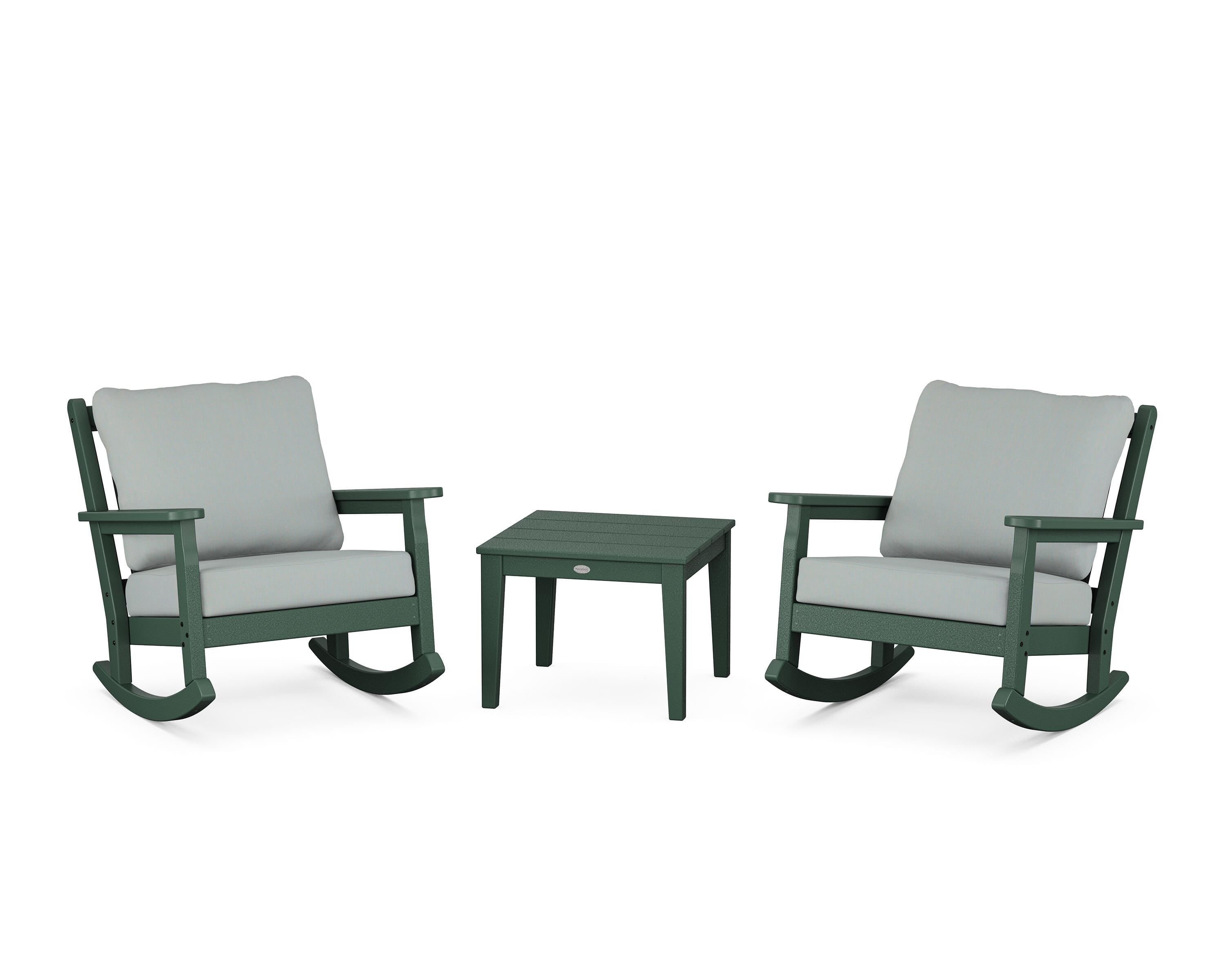 POLYWOOD Chippendale 3-Piece Deep Seating Rocker Set in Green / Spa
