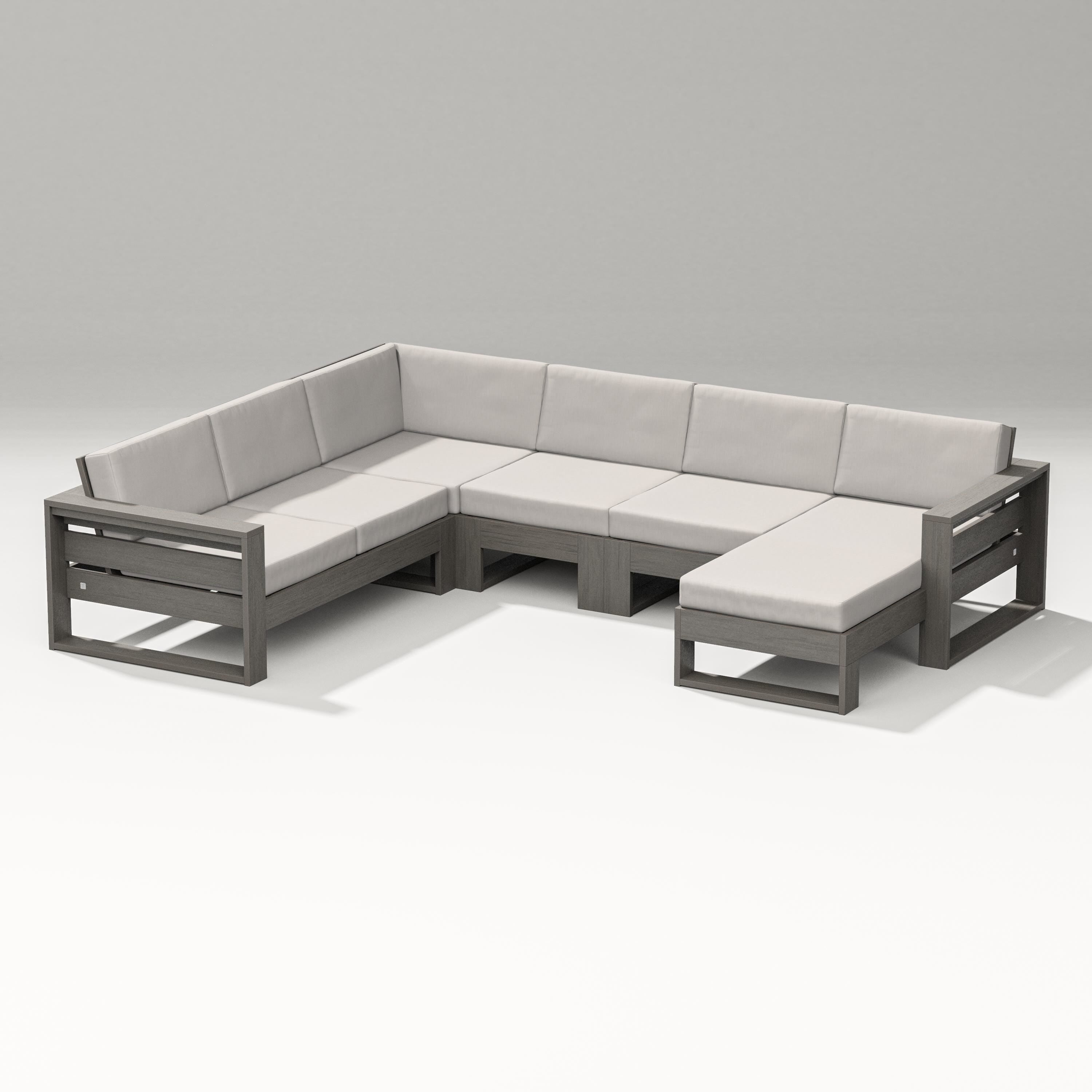 PW Designer Series Latitude Corner Sectional with Right Chaise in Driftwood / Cast Ash
