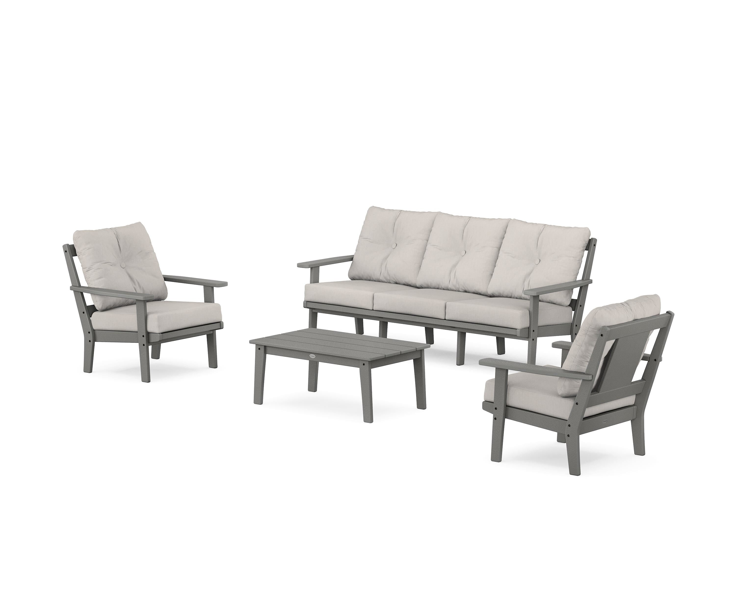POLYWOOD Prairie 4-Piece Deep Seating Set with Sofa in Slate Grey / Cast Ash