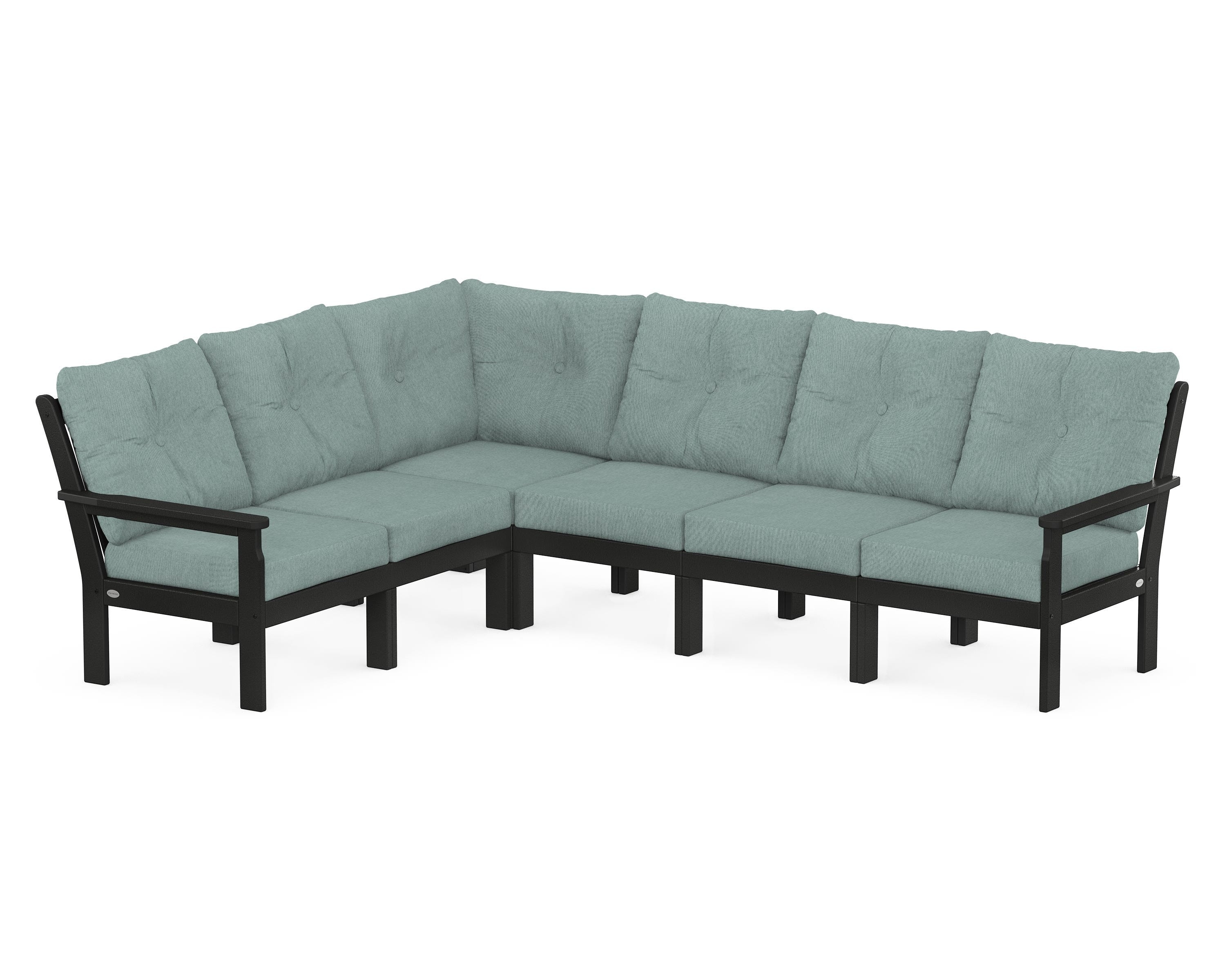 POLYWOOD Vineyard 6-Piece Sectional in Black / Glacier Spa