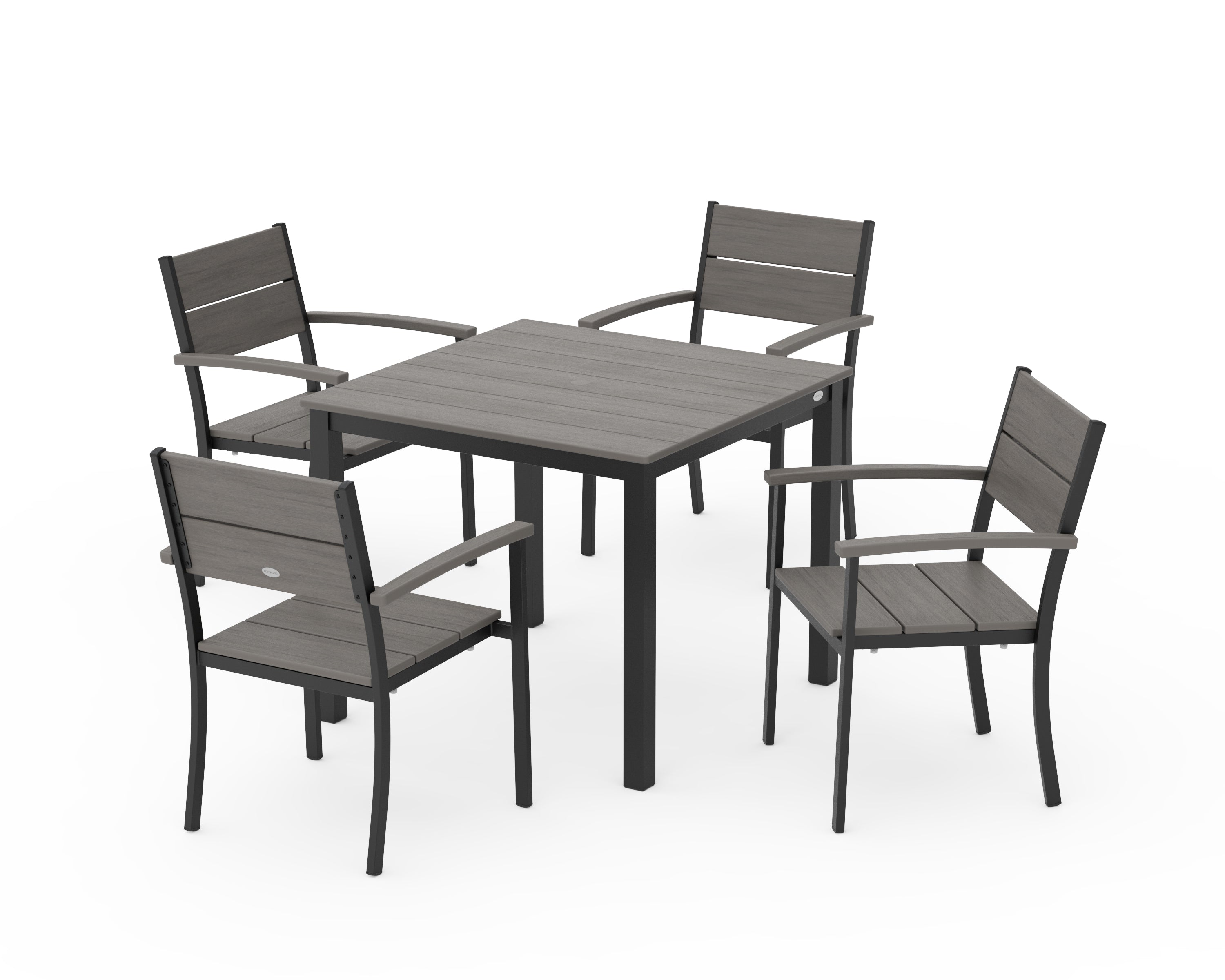 POLYWOOD Main Street 5-Piece Dining Set in Black / Driftwood