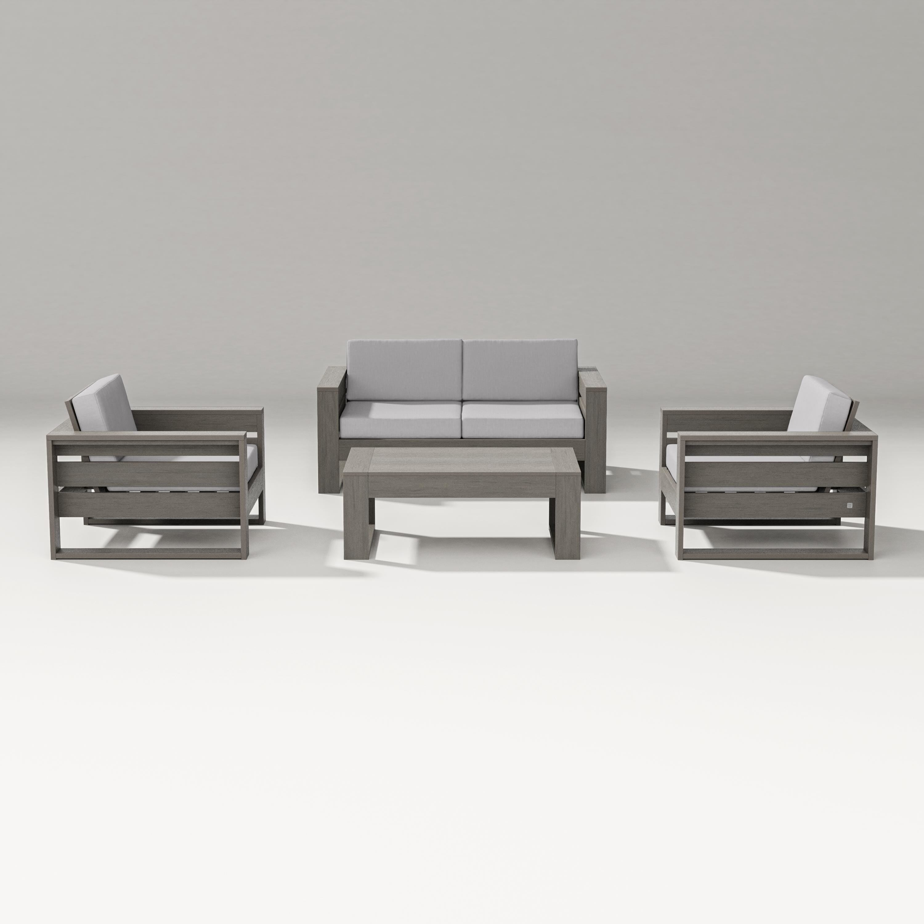 PW Designer Series Latitude 4-Piece Lounge Loveseat Set in Driftwood / Granite