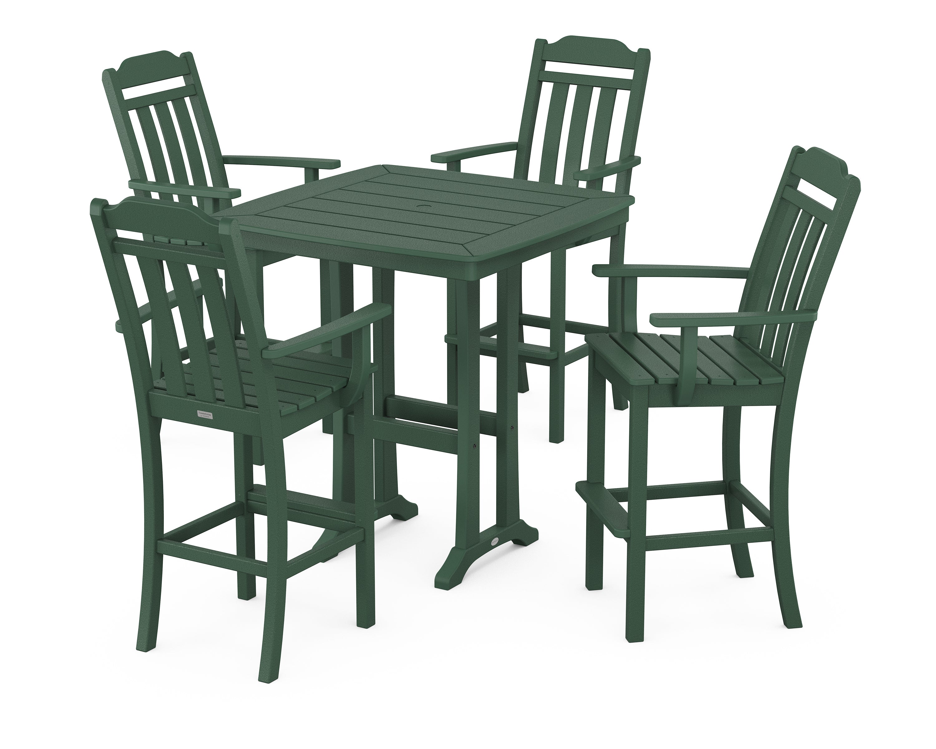 POLYWOOD Country Living 5-Piece Bar Set with Trestle Legs in Green