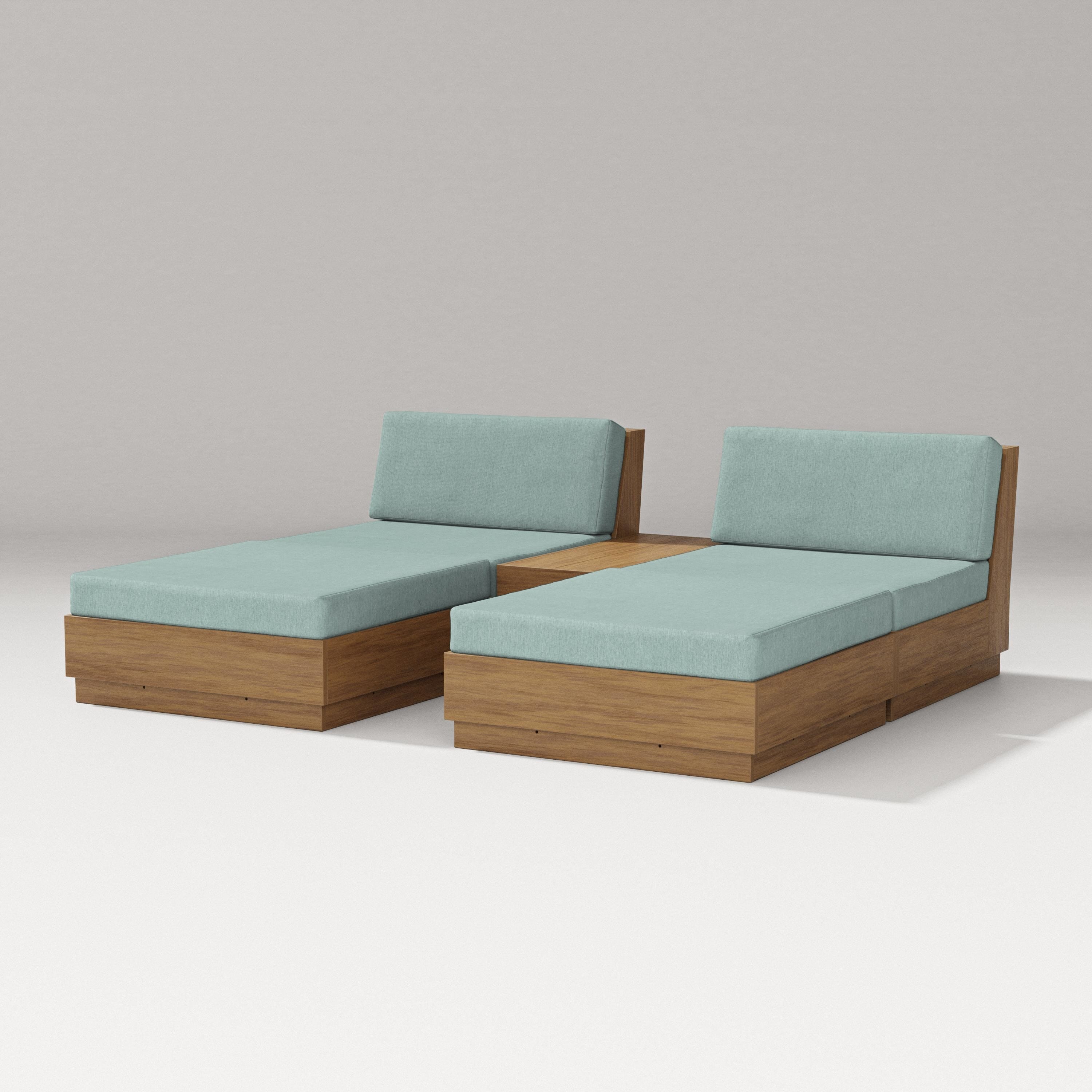 PW Designer Series Elevate Double Chaise Set in Natural / Glacier Spa