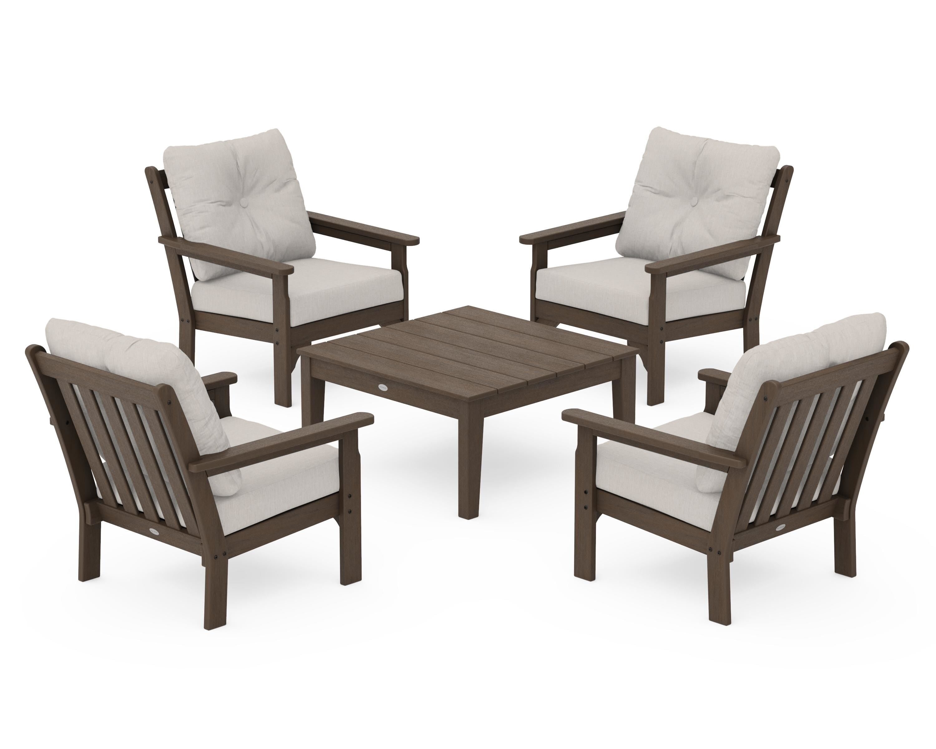 POLYWOOD Vineyard 5-Piece Deep Seating Conversation Set in Kona / Cast Ash