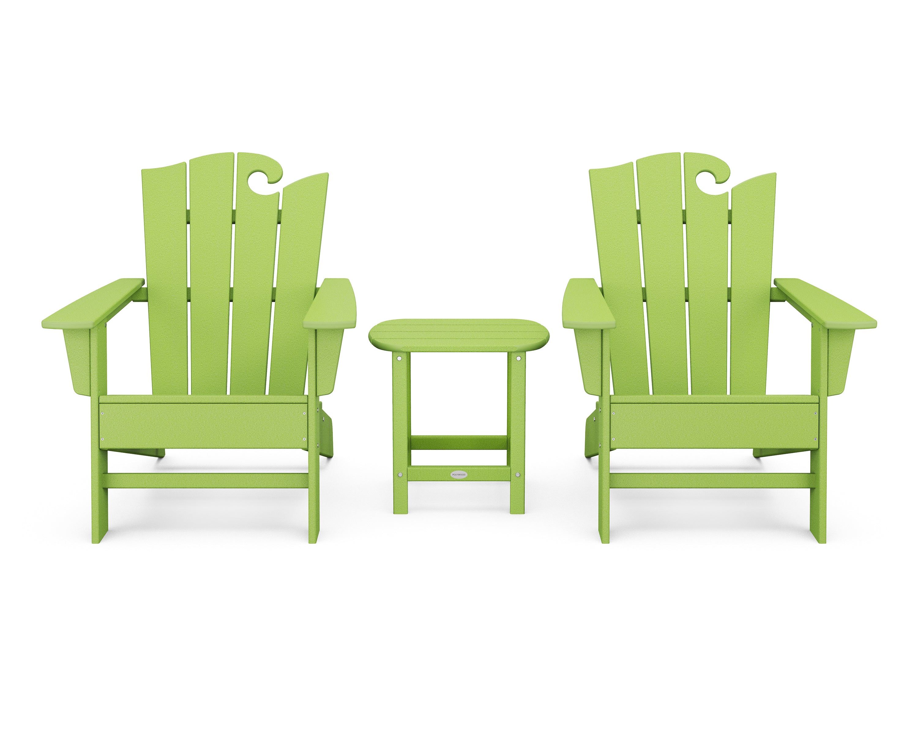 POLYWOOD® Wave 3-Piece Adirondack Set with The Ocean Chair in Lime