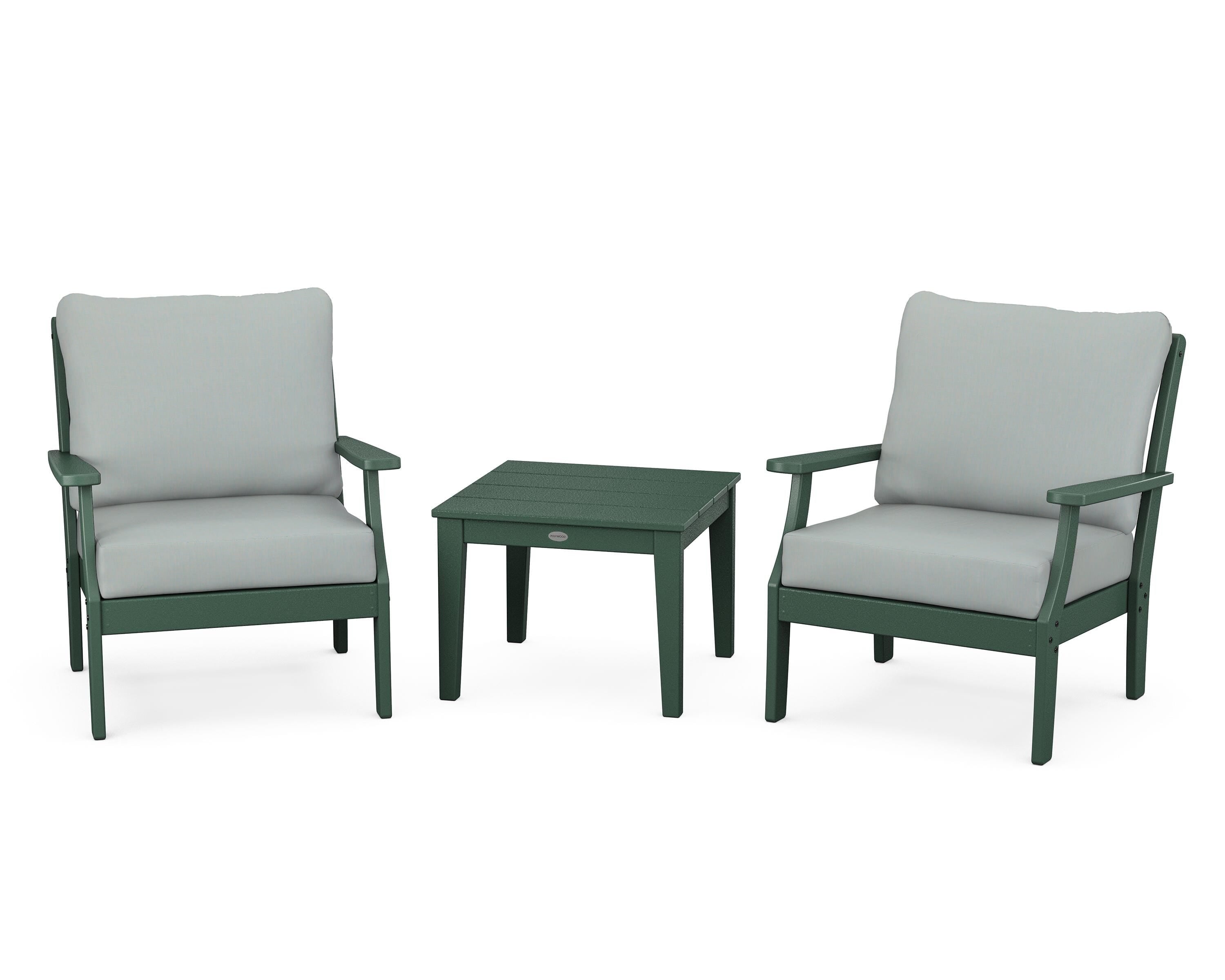 POLYWOOD Braxton 3-Piece Deep Seating Set in Green / Spa