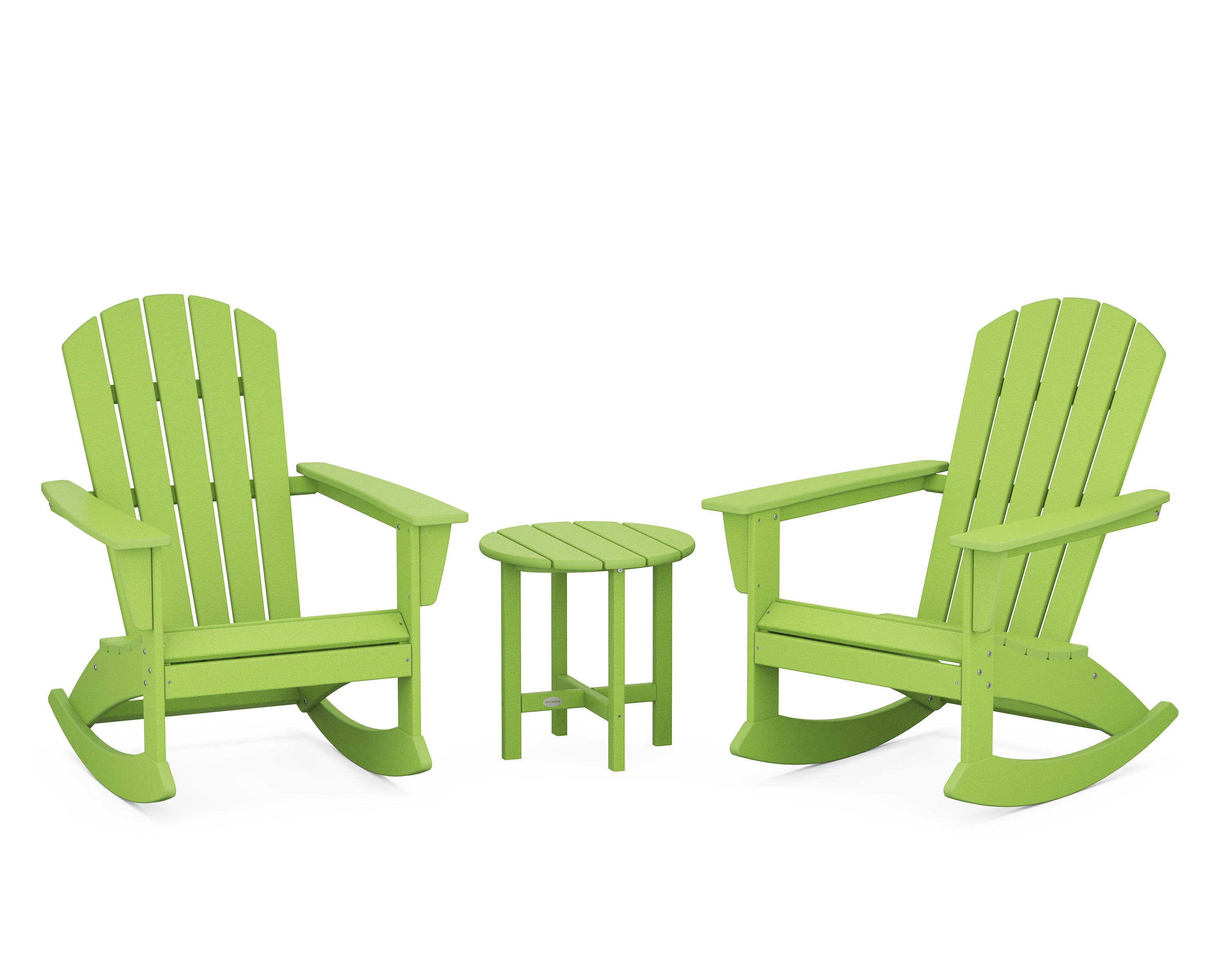 POLYWOOD® Nautical 3-Piece Adirondack Rocking Chair Set in Lime