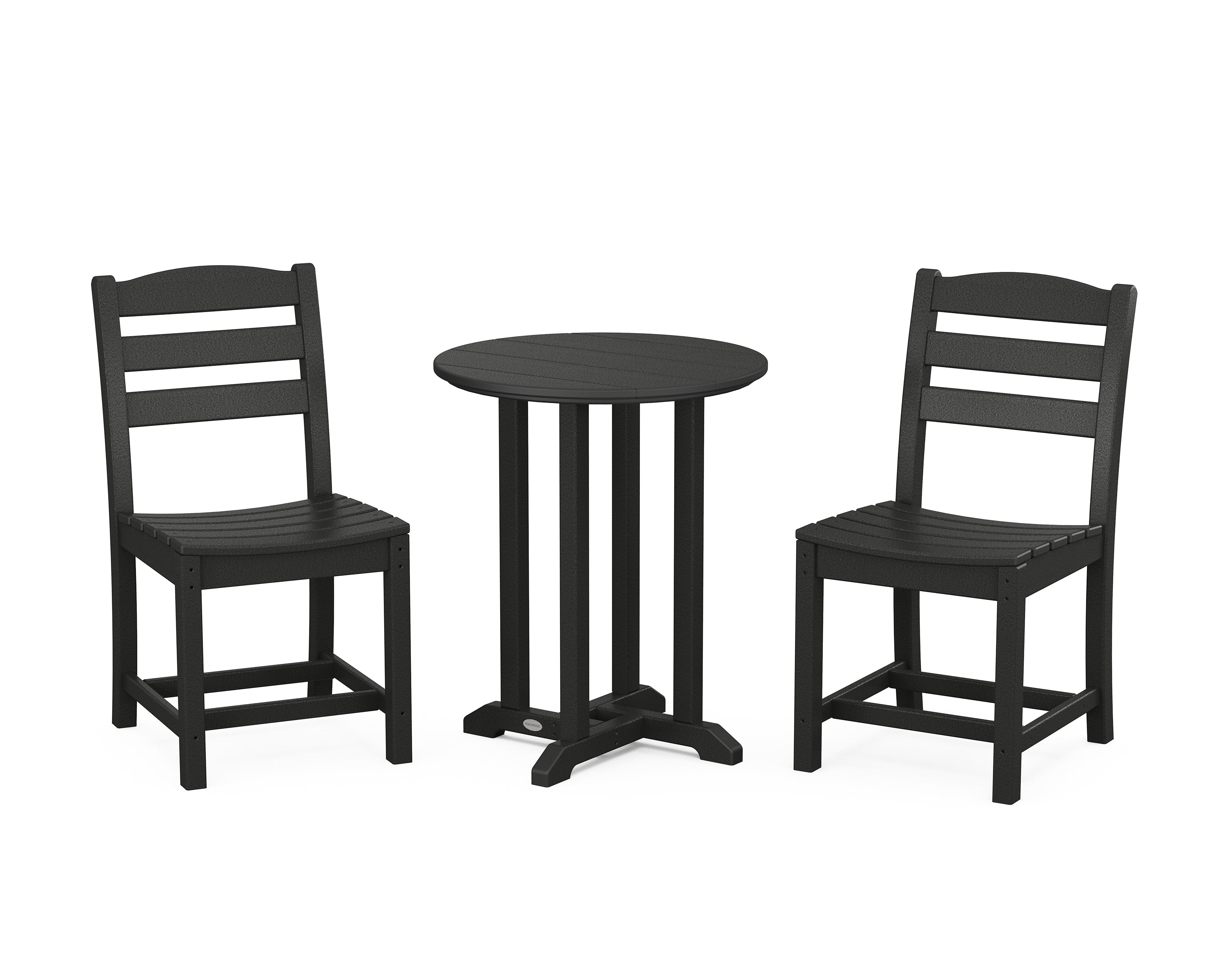 POLYWOOD La Casa Café Side Chair 3-Piece Round Bistro Dining Set in Black