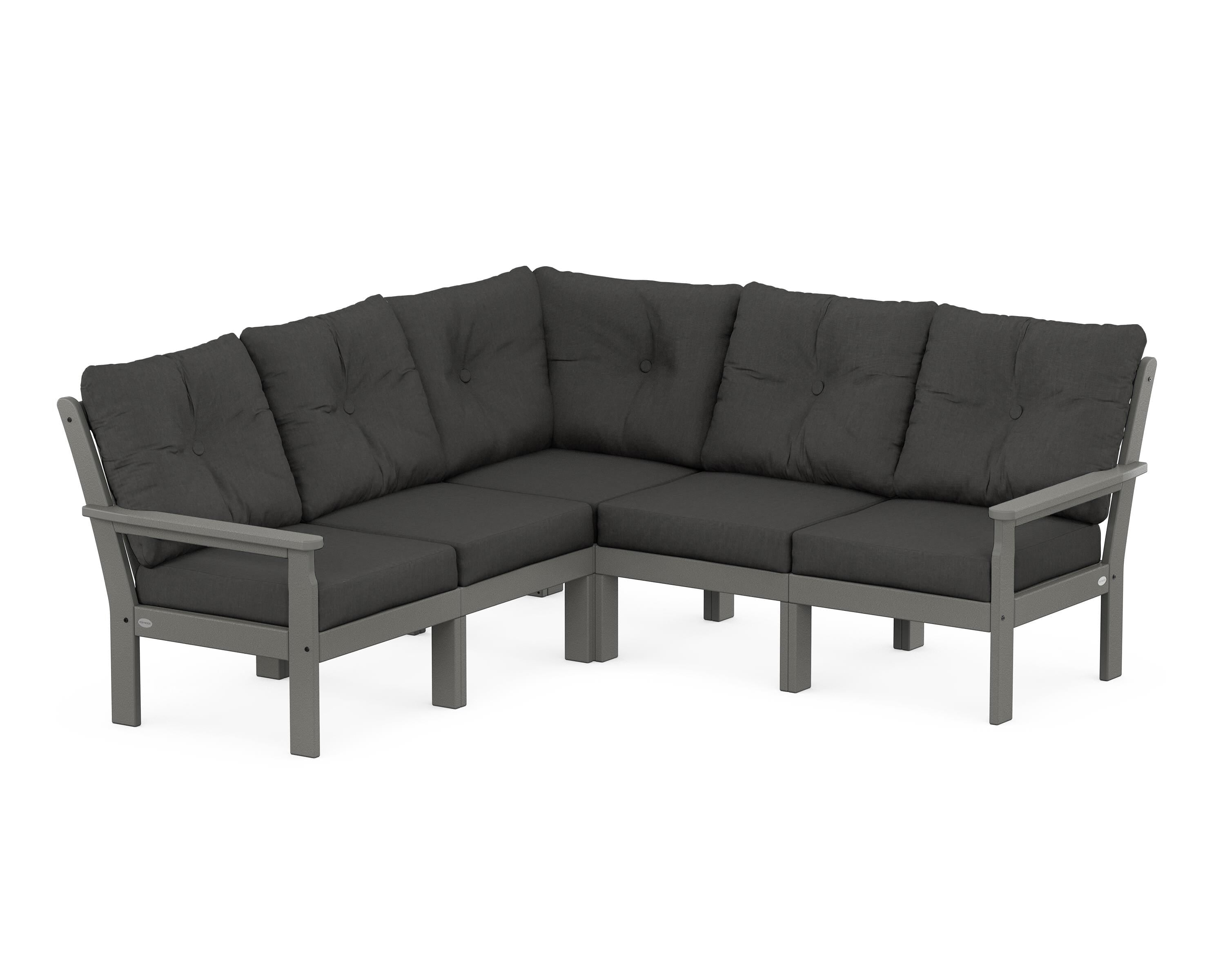 POLYWOOD Vineyard 5-Piece Sectional in Slate Grey / Spectrum Carbon